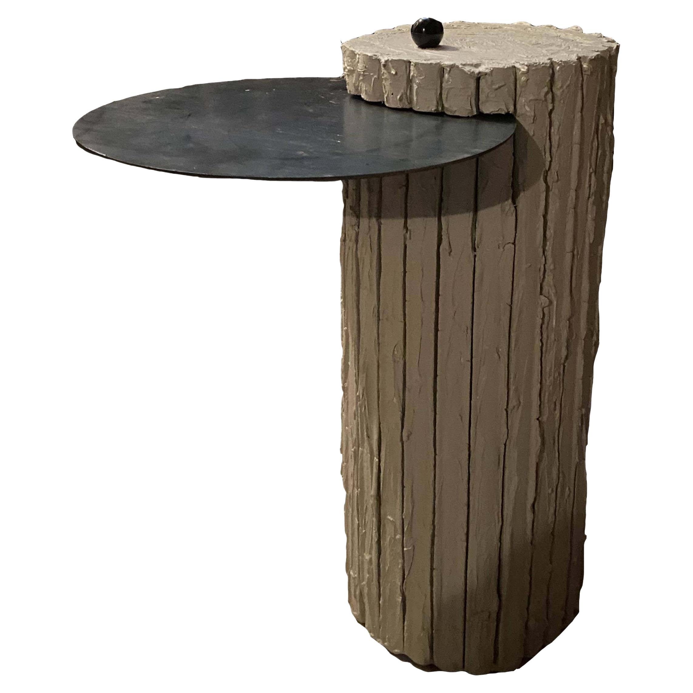 Plaster and Steel, Contemporary, Sculptural, Pillar Drink Table For Sale