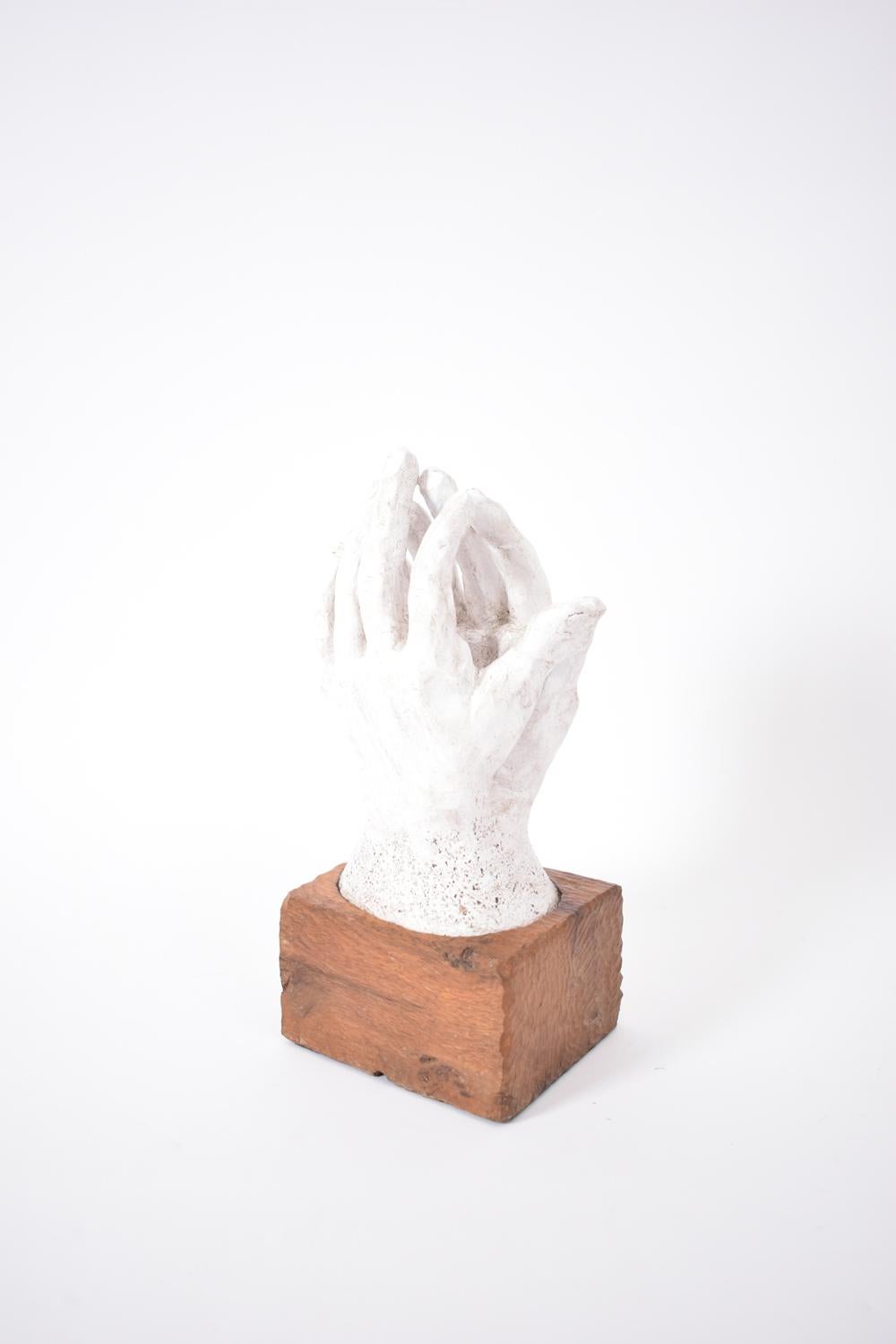 Gips- und Holzskulptur, 1960er-Jahre (Französisch) im Angebot