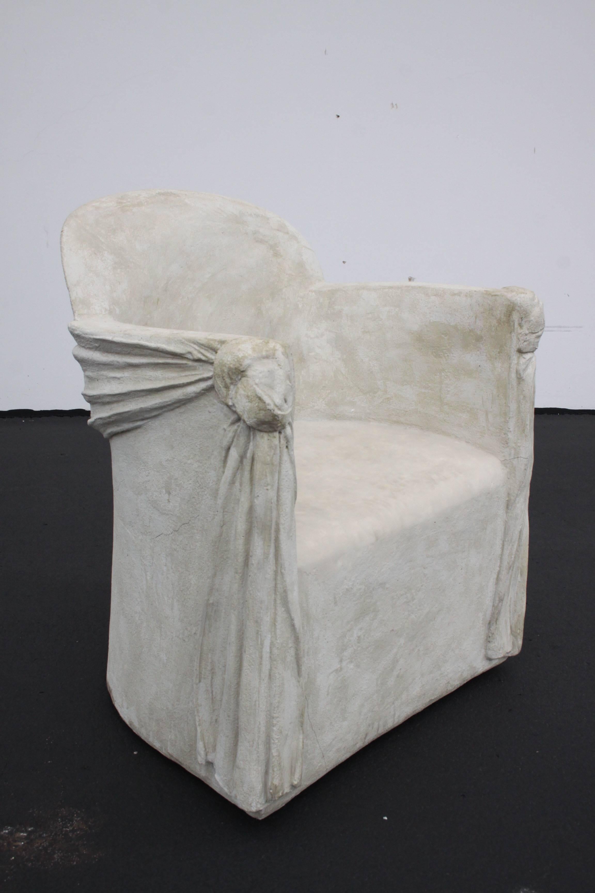 American Plaster Armchair of Draped Form in the Style of John Dickinson
