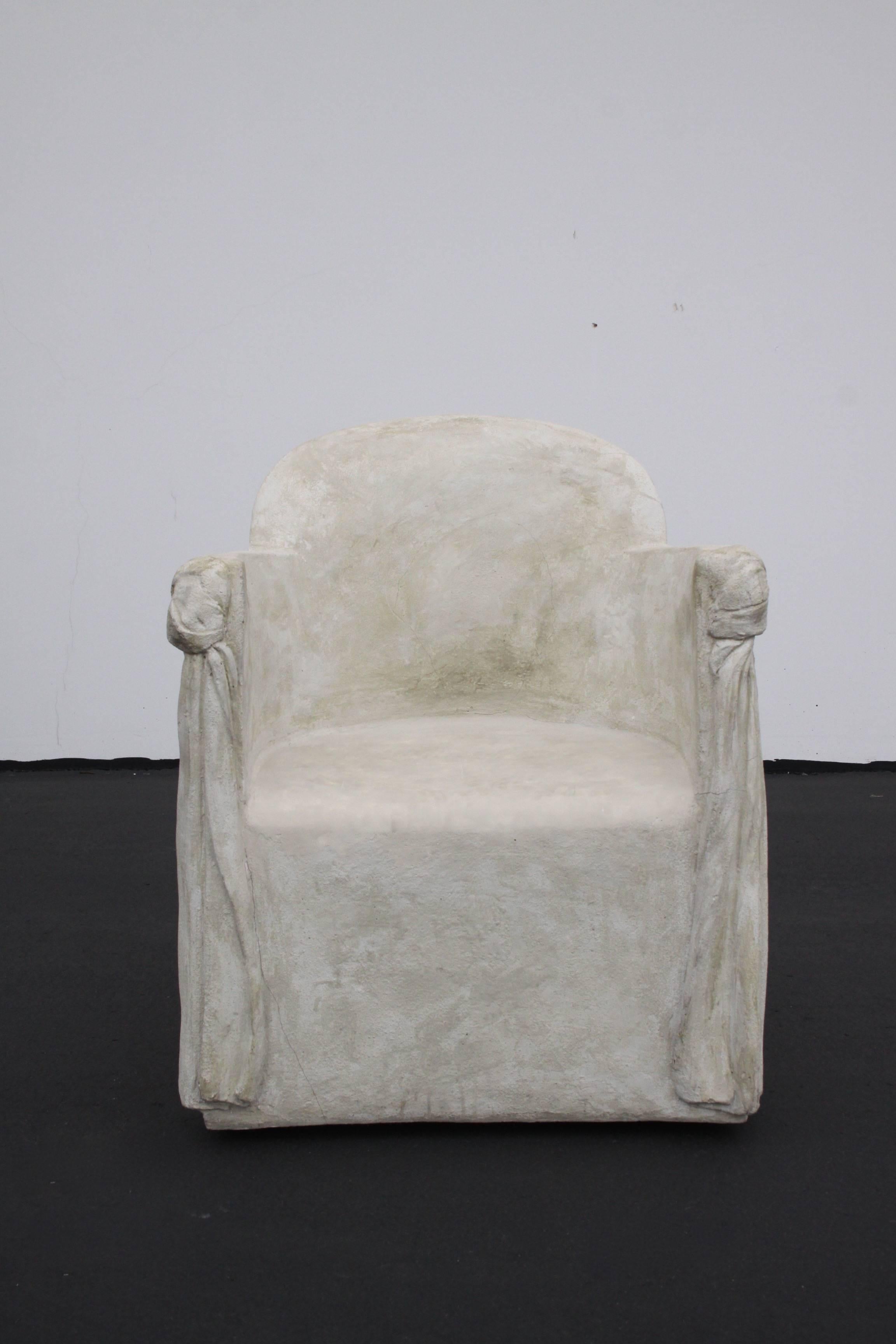 Late 20th Century Plaster Armchair of Draped Form in the Style of John Dickinson