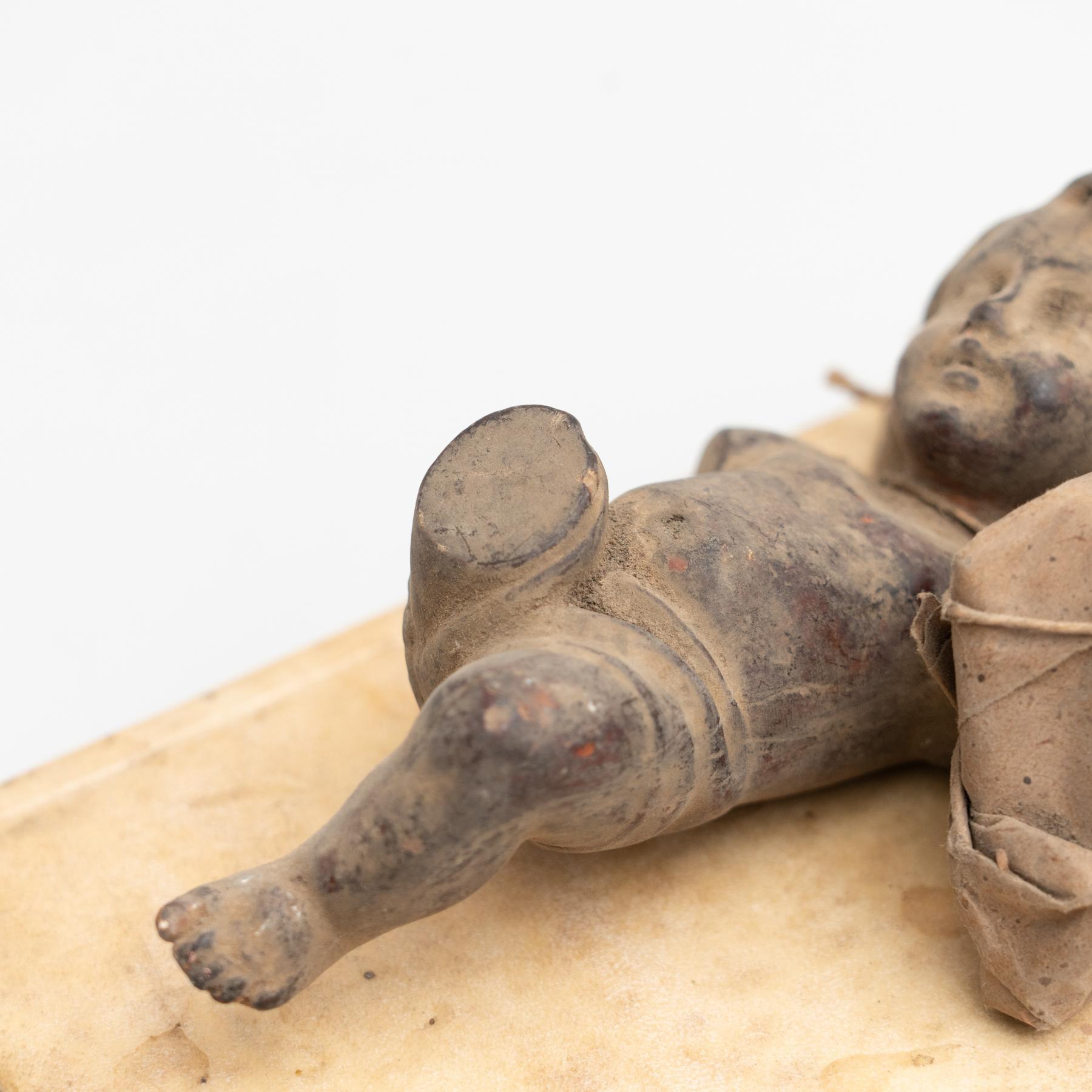 Plaster Baby Jesus and Antique Book Sculptural Artwork, circa 1950 For Sale 4