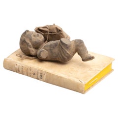 Plaster Baby Jesus and Antique Book Sculptural Artwork, circa 1950