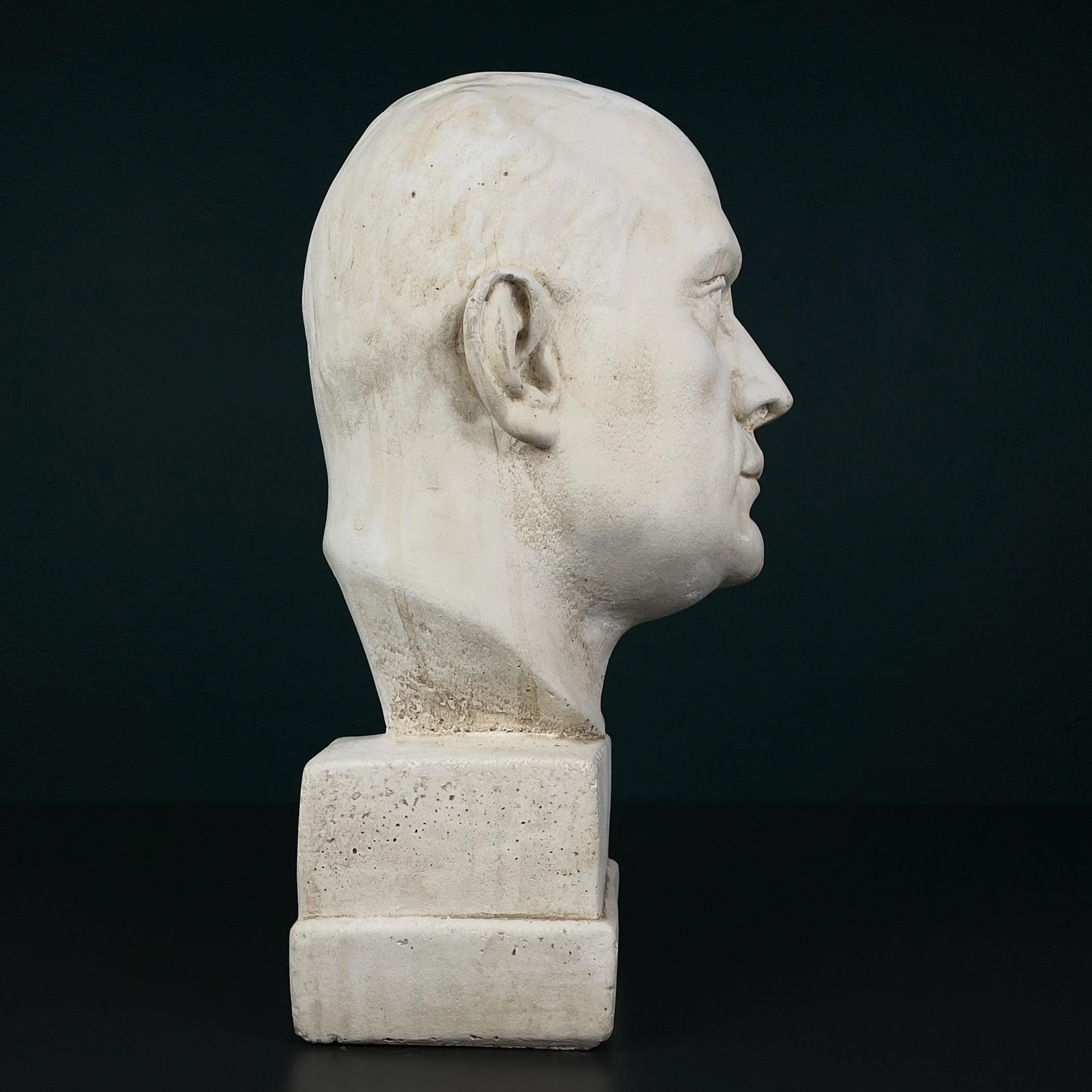 Busto in gesso di Benito Mussolini, Italia, anni 1930-40 5