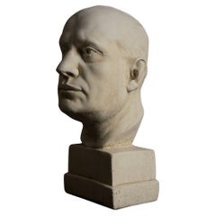 Gipsbüste Benito Mussolini, Italien 1930-40er Jahre, Gips