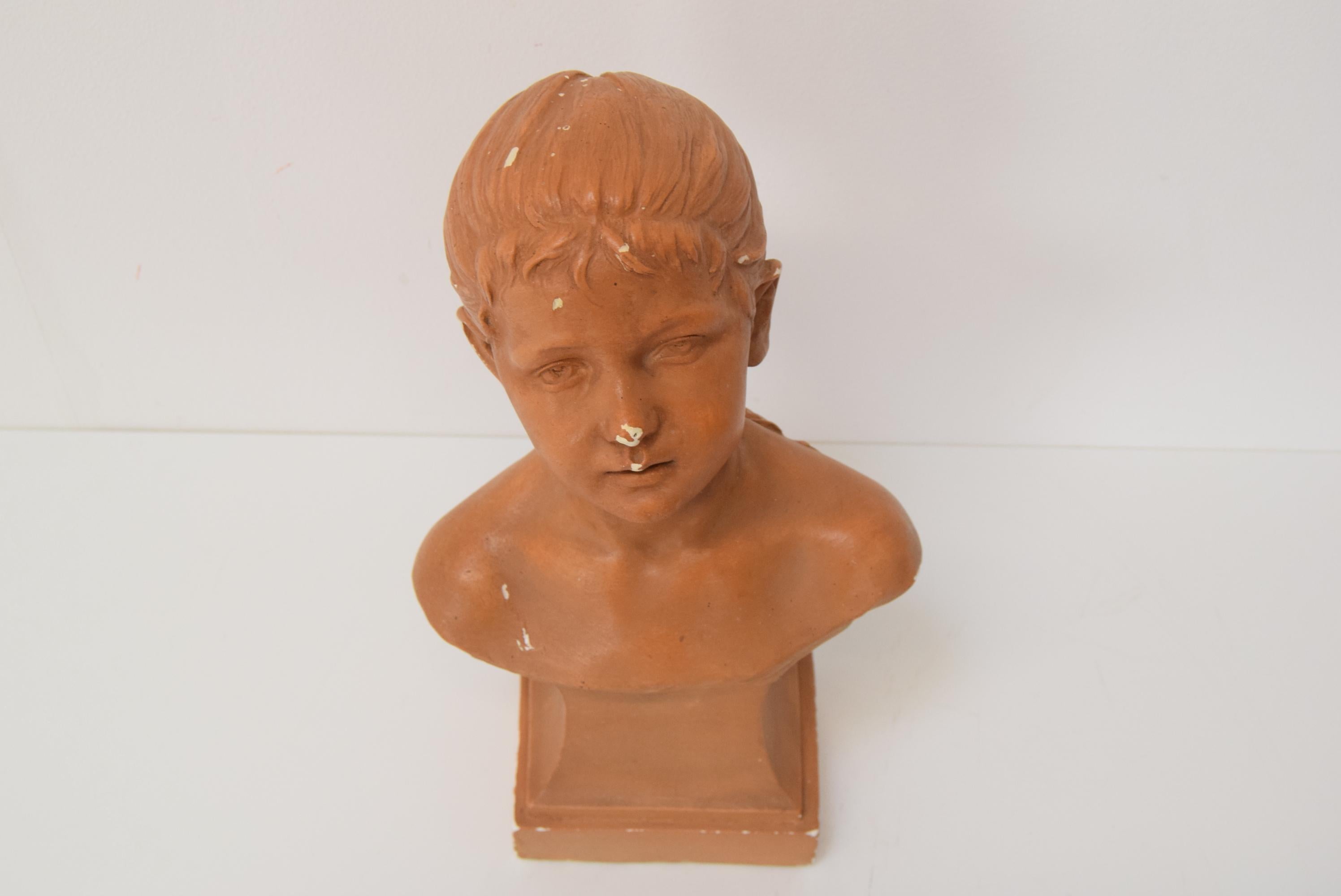 Czech Plaster bust from the Belle Époque period by Jindřich Říha, 1890s. For Sale