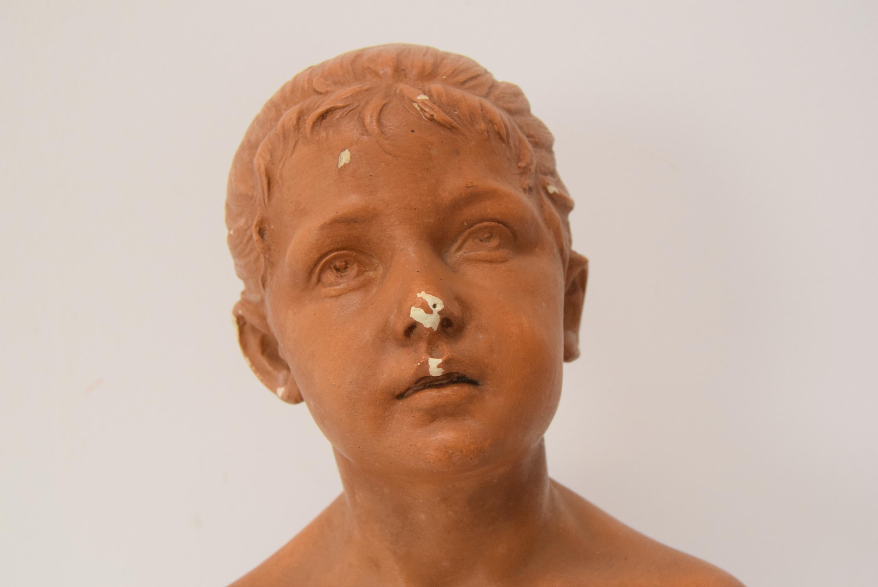Plaster bust from the Belle Époque period by Jindřich Říha, 1890s. In Fair Condition For Sale In Praha, CZ