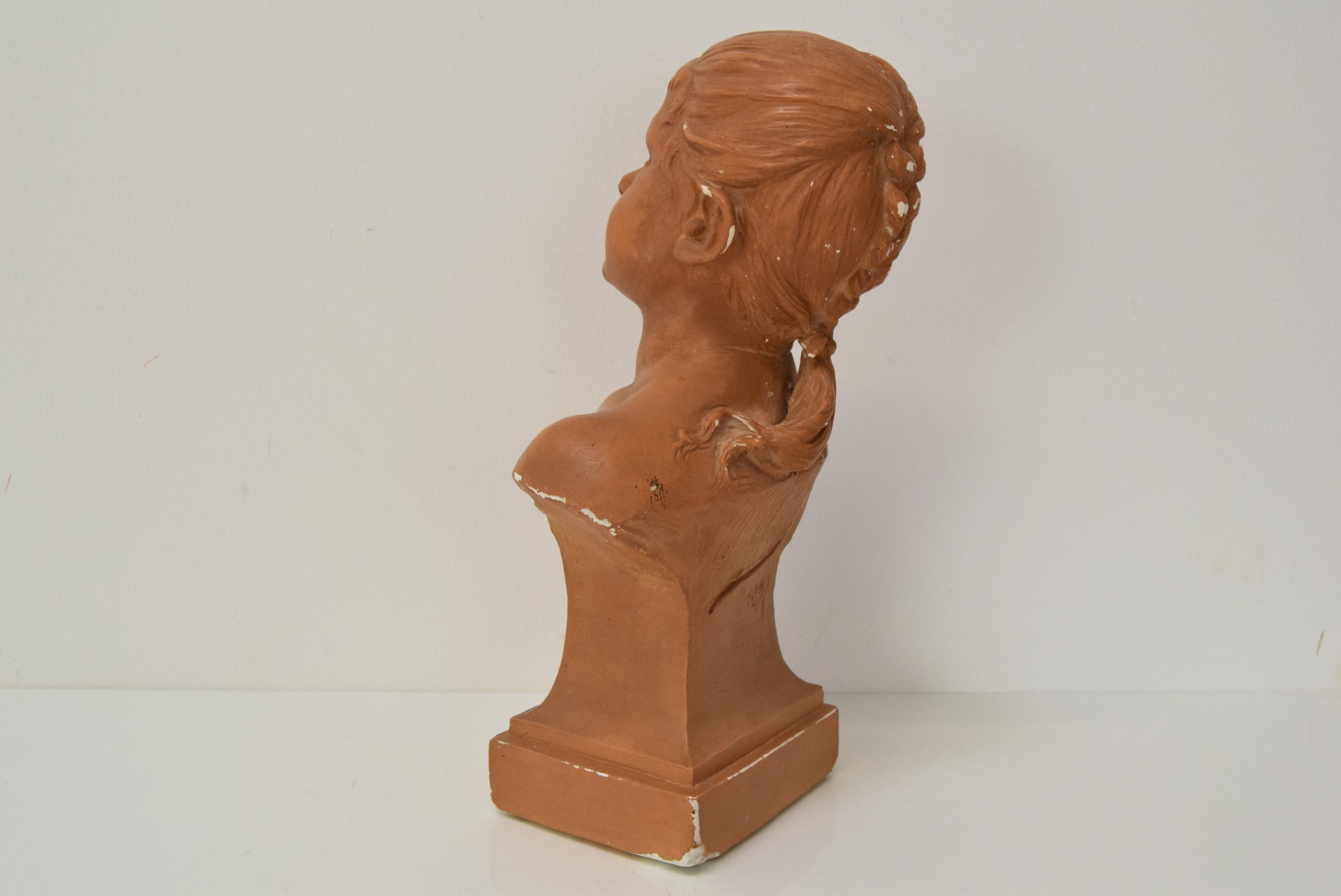 Plaster bust from the Belle Époque period by Jindřich Říha, 1890s. For Sale 4