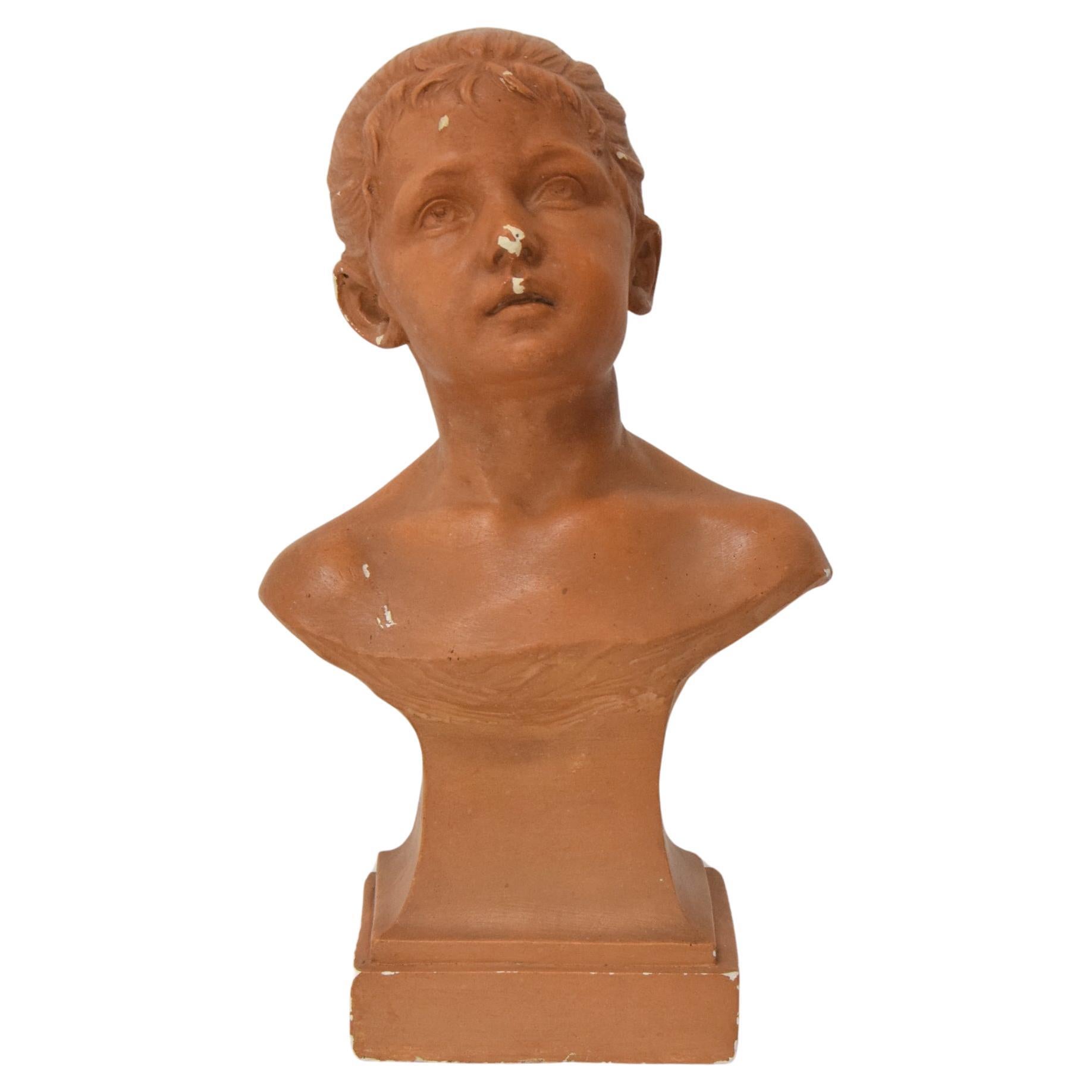 Plaster bust from the Belle Époque period by Jindřich Říha, 1890s. For Sale