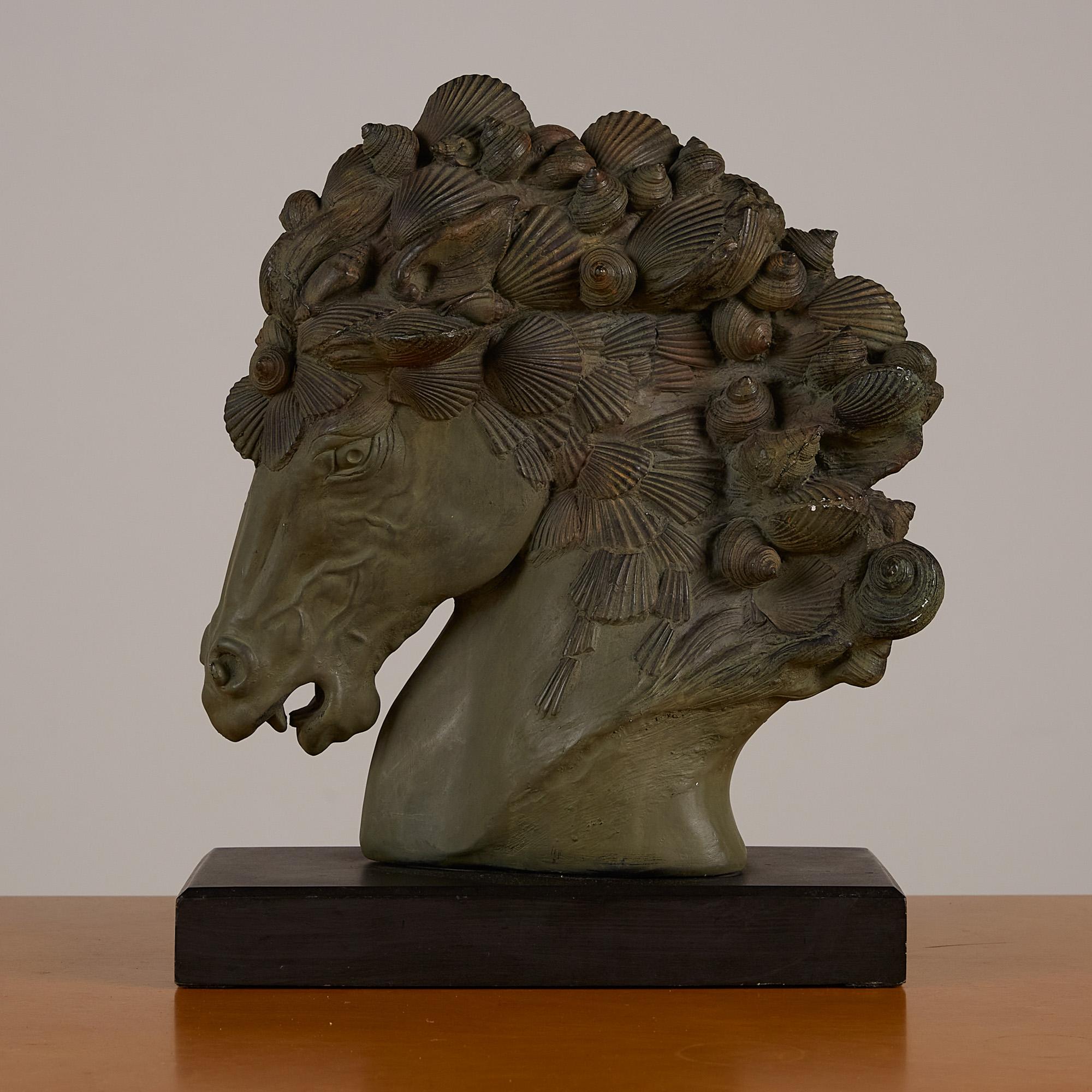 Modern Horse Bust with Seashell Mane