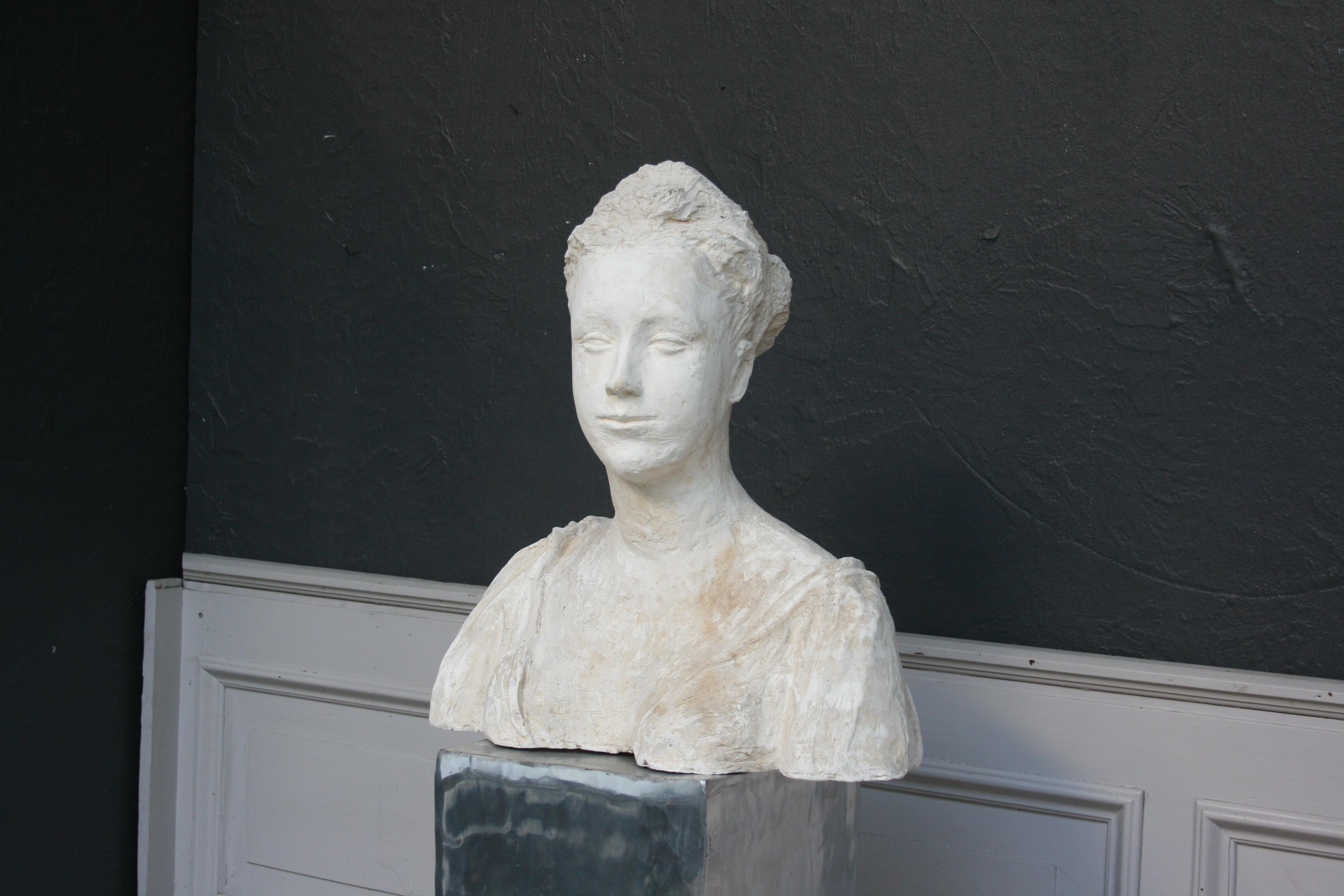 Hand-Crafted Plaster Bust of a Woman, Handsculpted, France, circa 1930