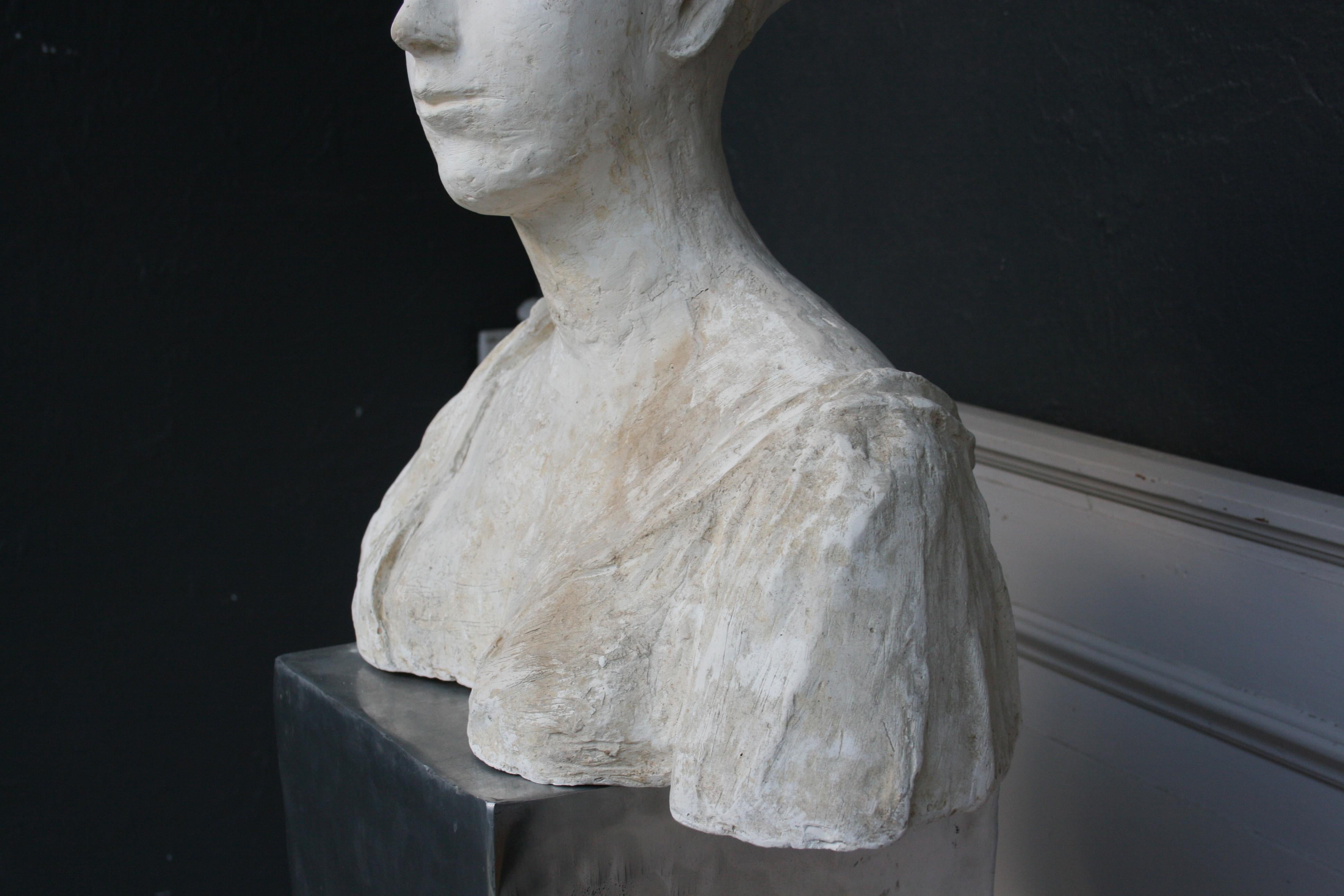 Plaster Bust of a Woman, Handsculpted, France, circa 1930 3