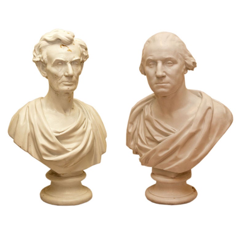 A plaster bust of Abraham Lincoln.