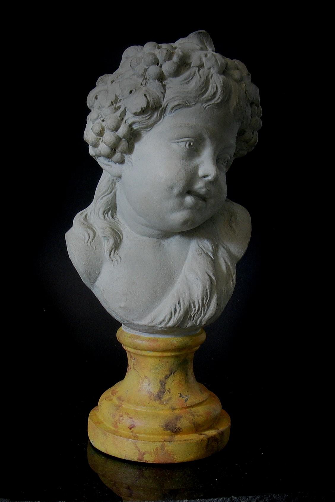 Fait main Buste en plâtre de Bacchus enfant d'après Claude Michel Clodion (1738-1814) en vente