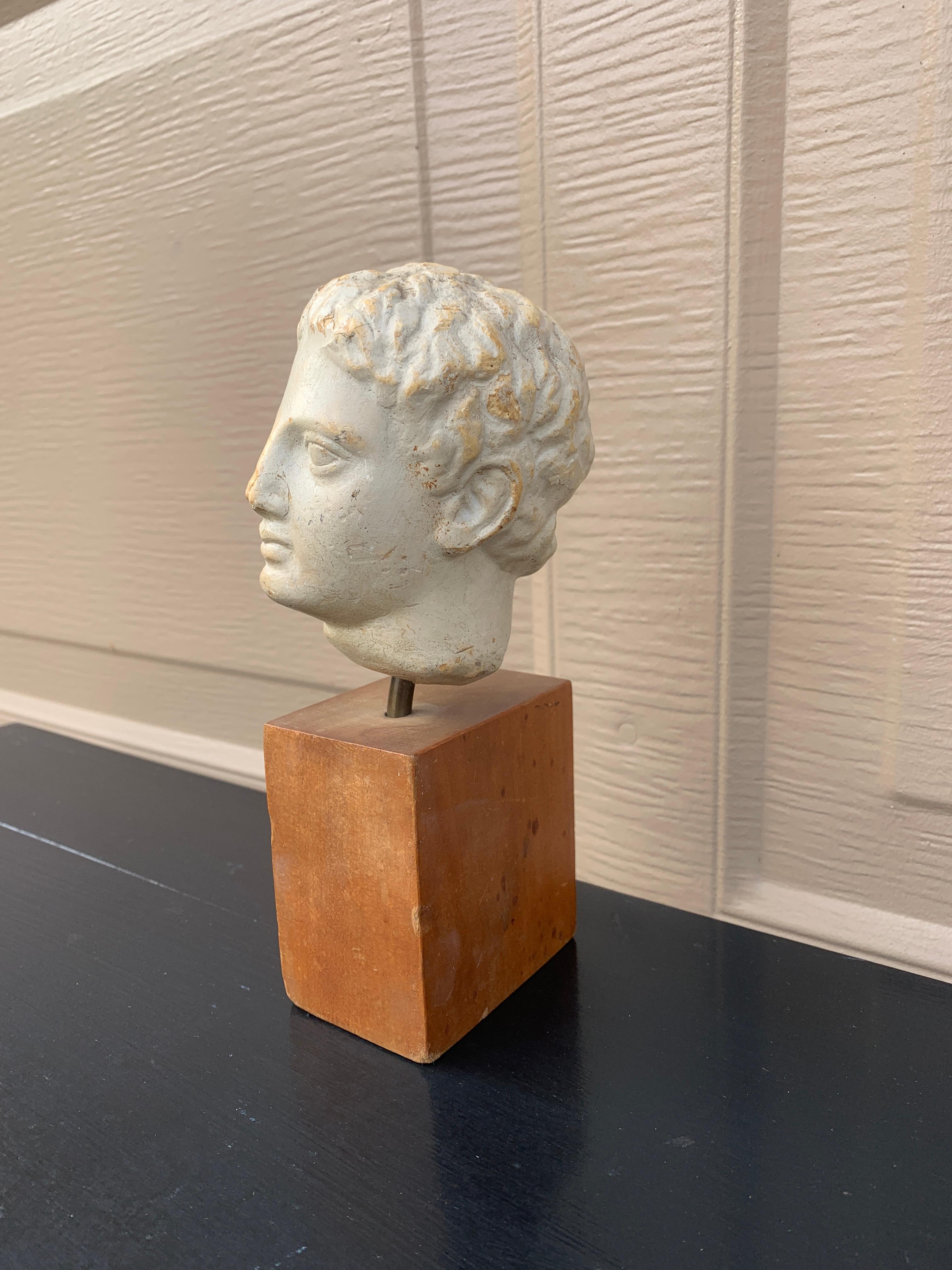 Américain Plaster Bust of Roman Emperor Augustus on Wood Pedestal en vente