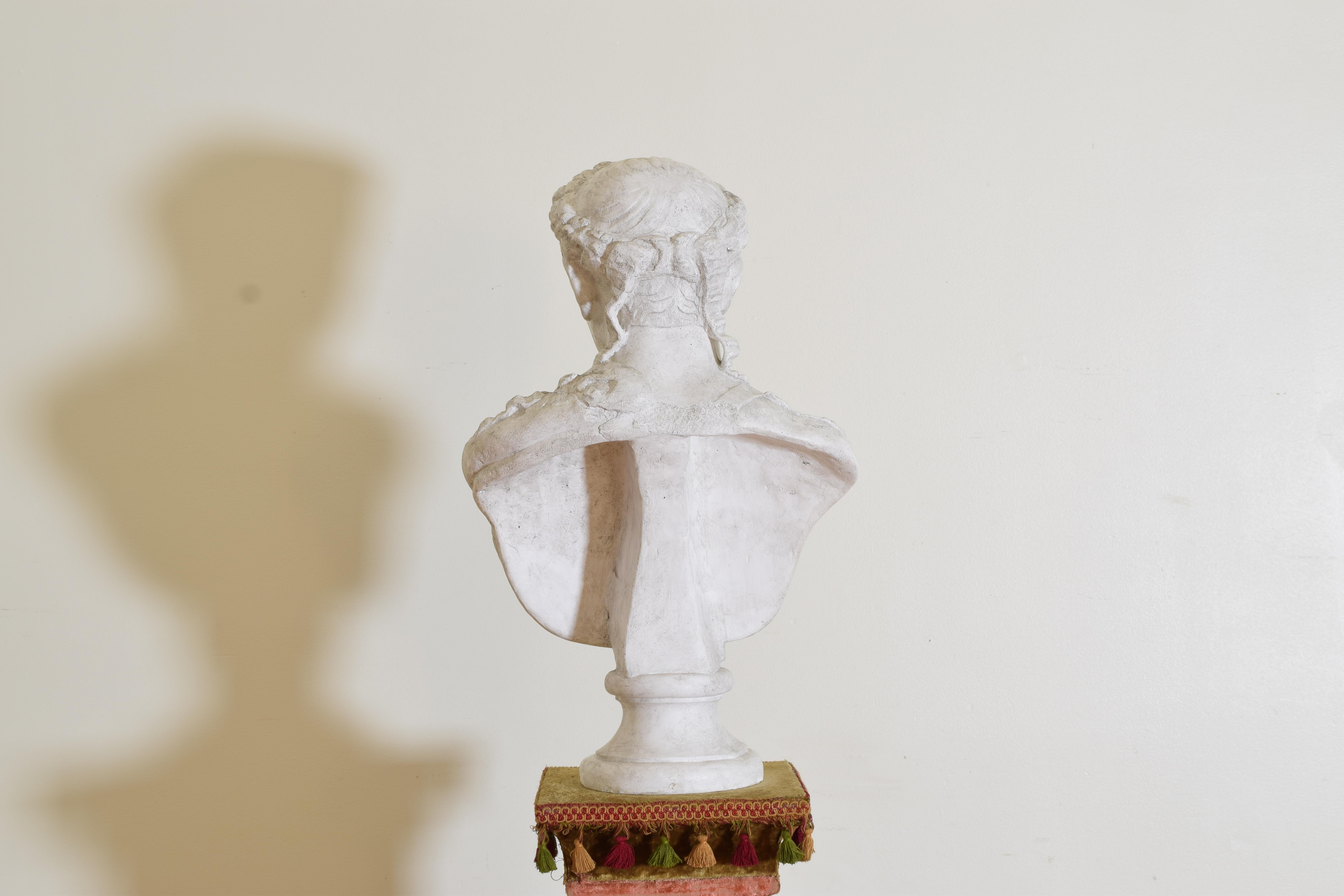 Molded Plaster Bust of Trajan, Former Roman Emperor For Sale