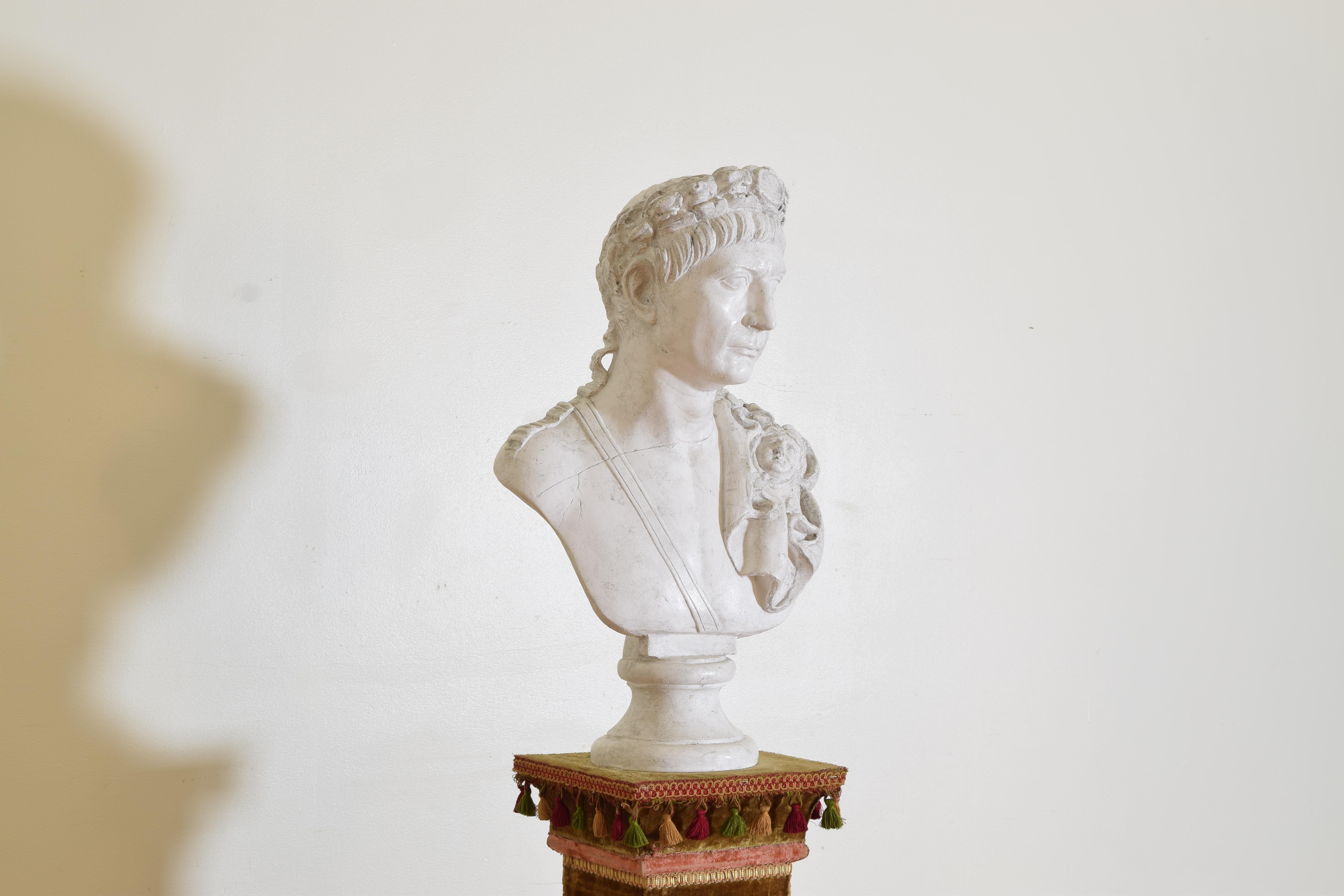 Plaster Bust of Trajan, Former Roman Emperor In Good Condition For Sale In Atlanta, GA