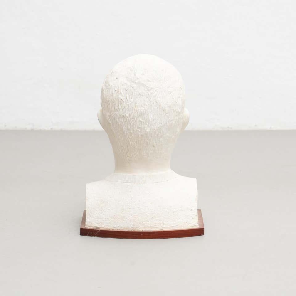 Plaster Bust Sculpture From a Man by Unknown Artist, circa 1960 1