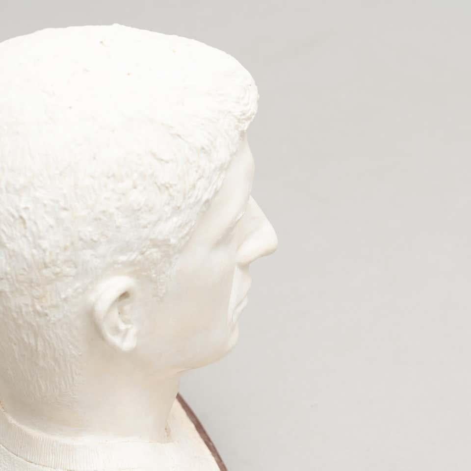 Plaster Bust Sculpture From a Man by Unknown Artist, circa 1960 3