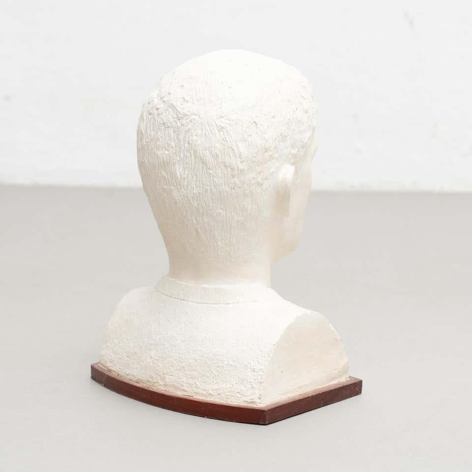 Plaster Bust Sculpture From a Man by Unknown Artist, circa 1960 In Good Condition In Barcelona, Barcelona