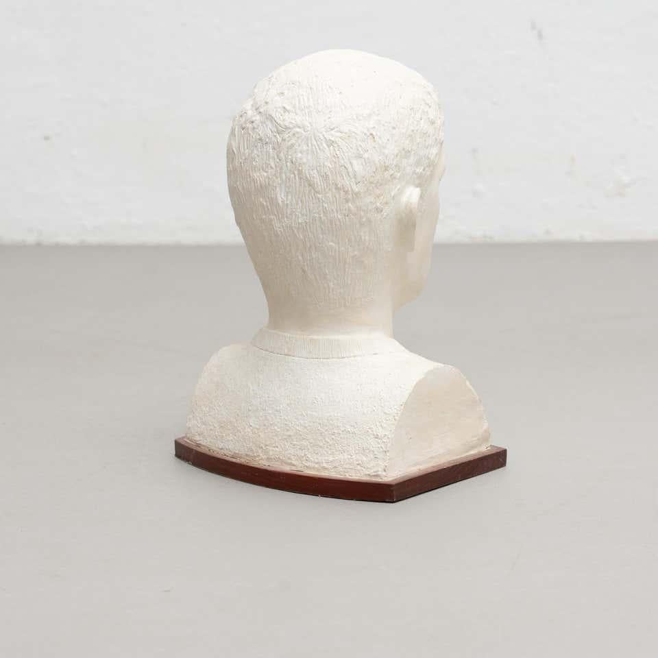 Mid-20th Century Plaster Bust Sculpture From a Man by Unknown Artist, circa 1960