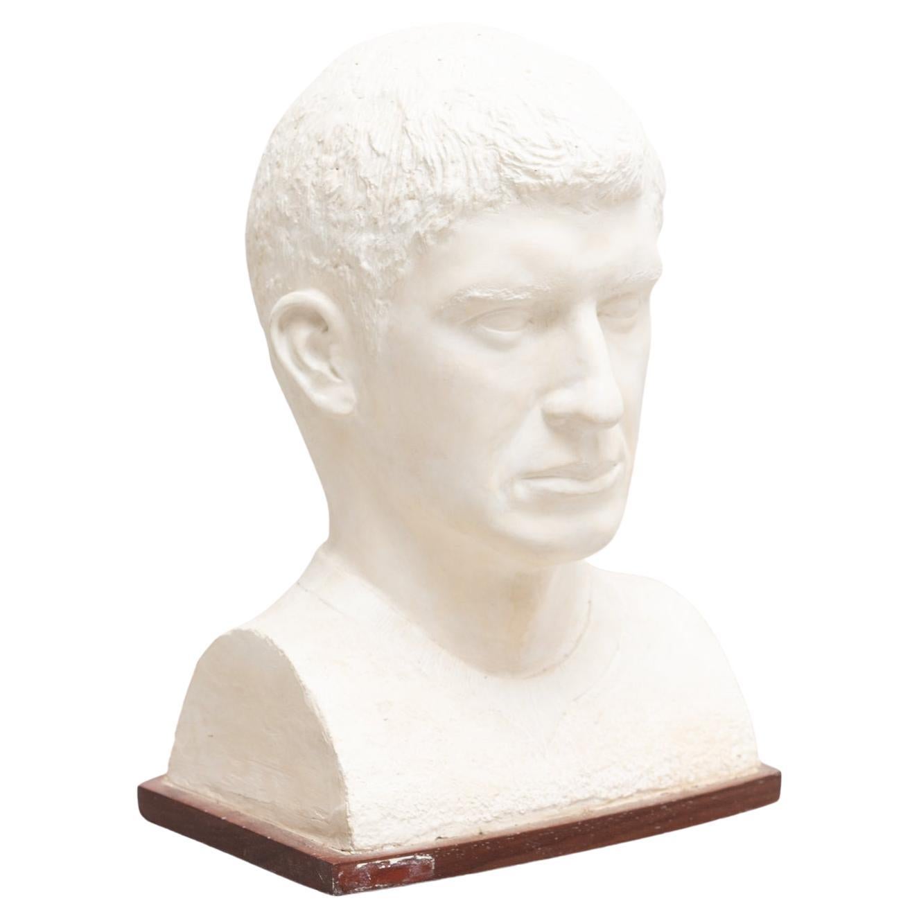 Plaster Bust Sculpture From a Man by Unknown Artist, circa 1960