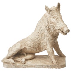 Plaster Cast of Seated Wild Boar after Roman Original