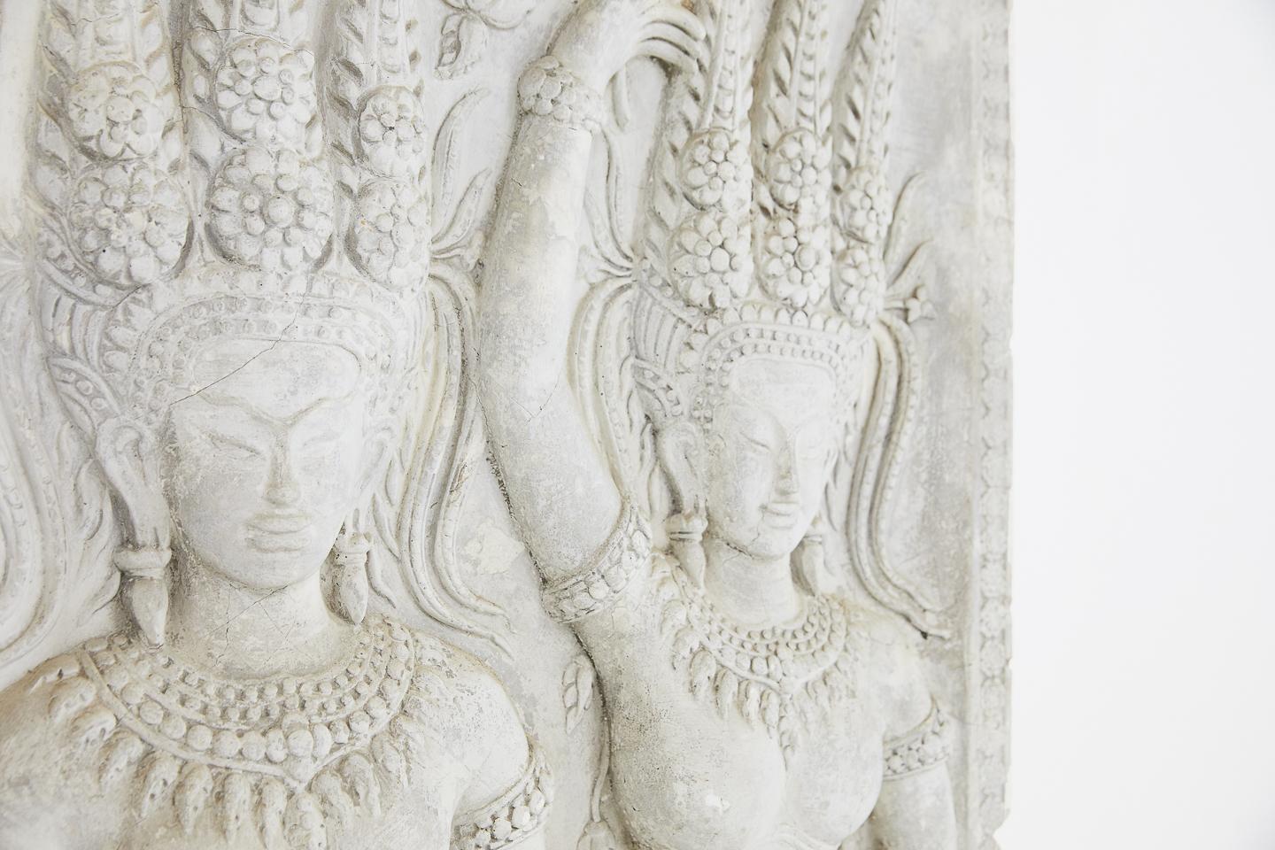 European Plaster Cast Panel of a Cambodian Angkor Wat Temple Carving