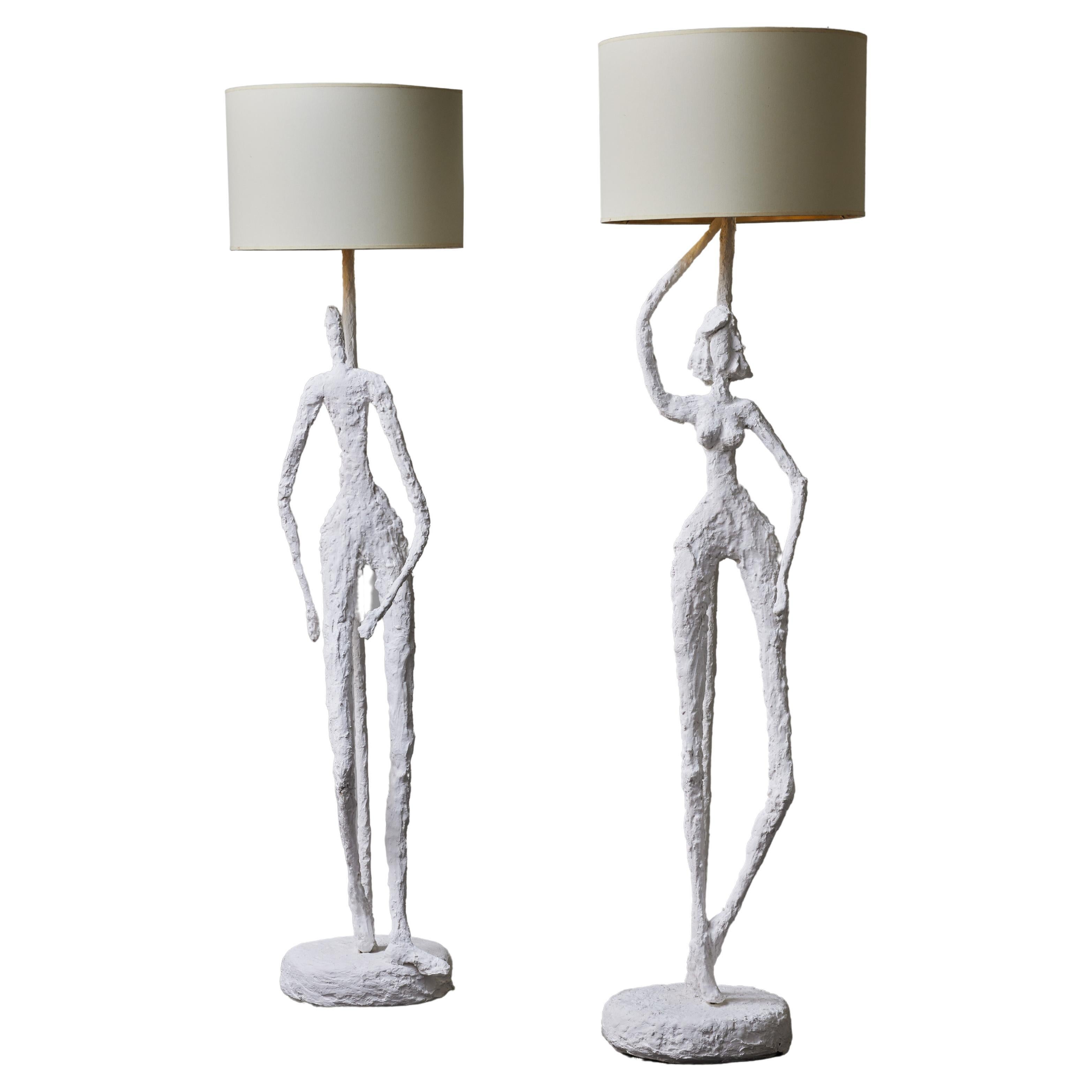 Plaster Characters Floor Lamps by Glustin Luminaires For Sale