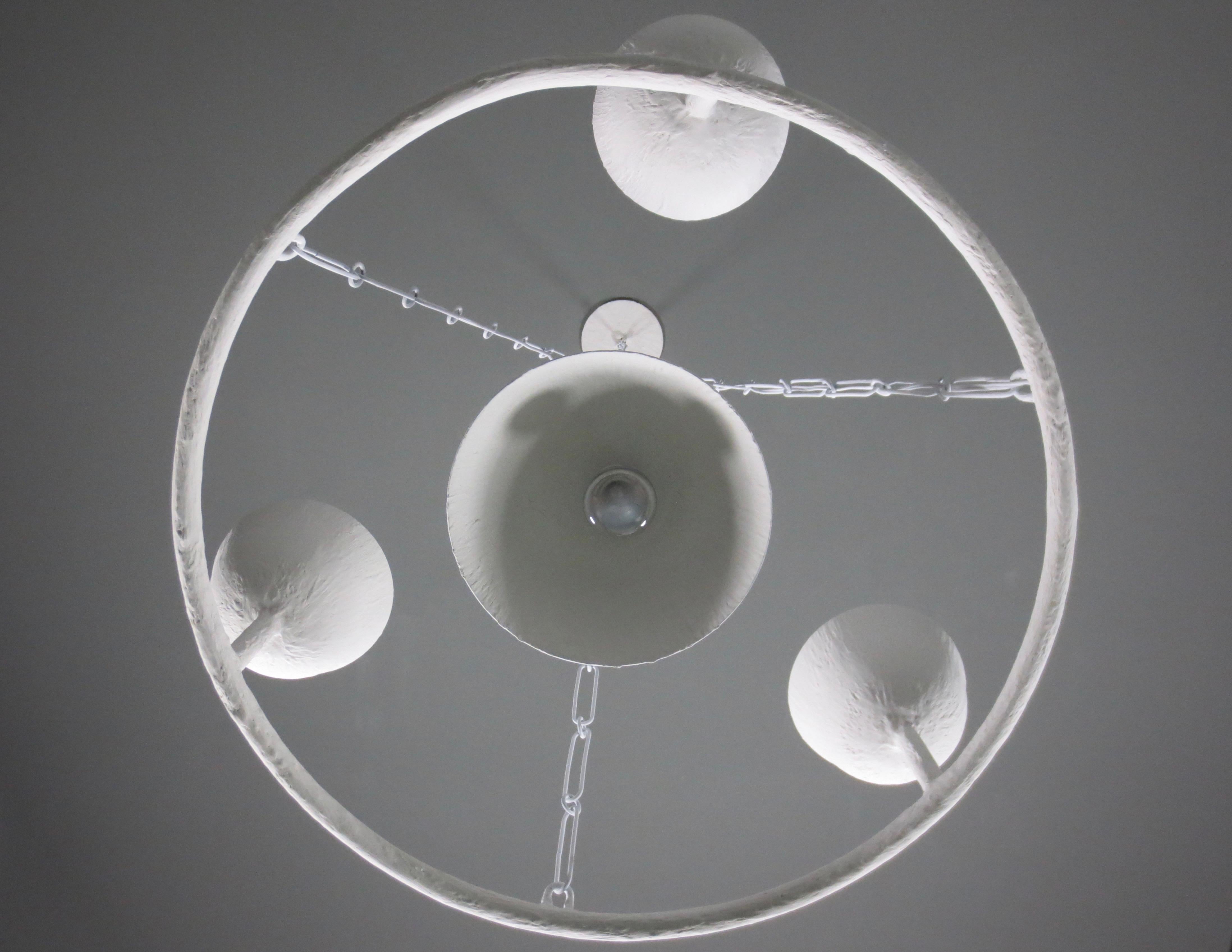 Hand-Painted Plaster Circles with 4 Cups Chandelier by Apsara Interior For Sale