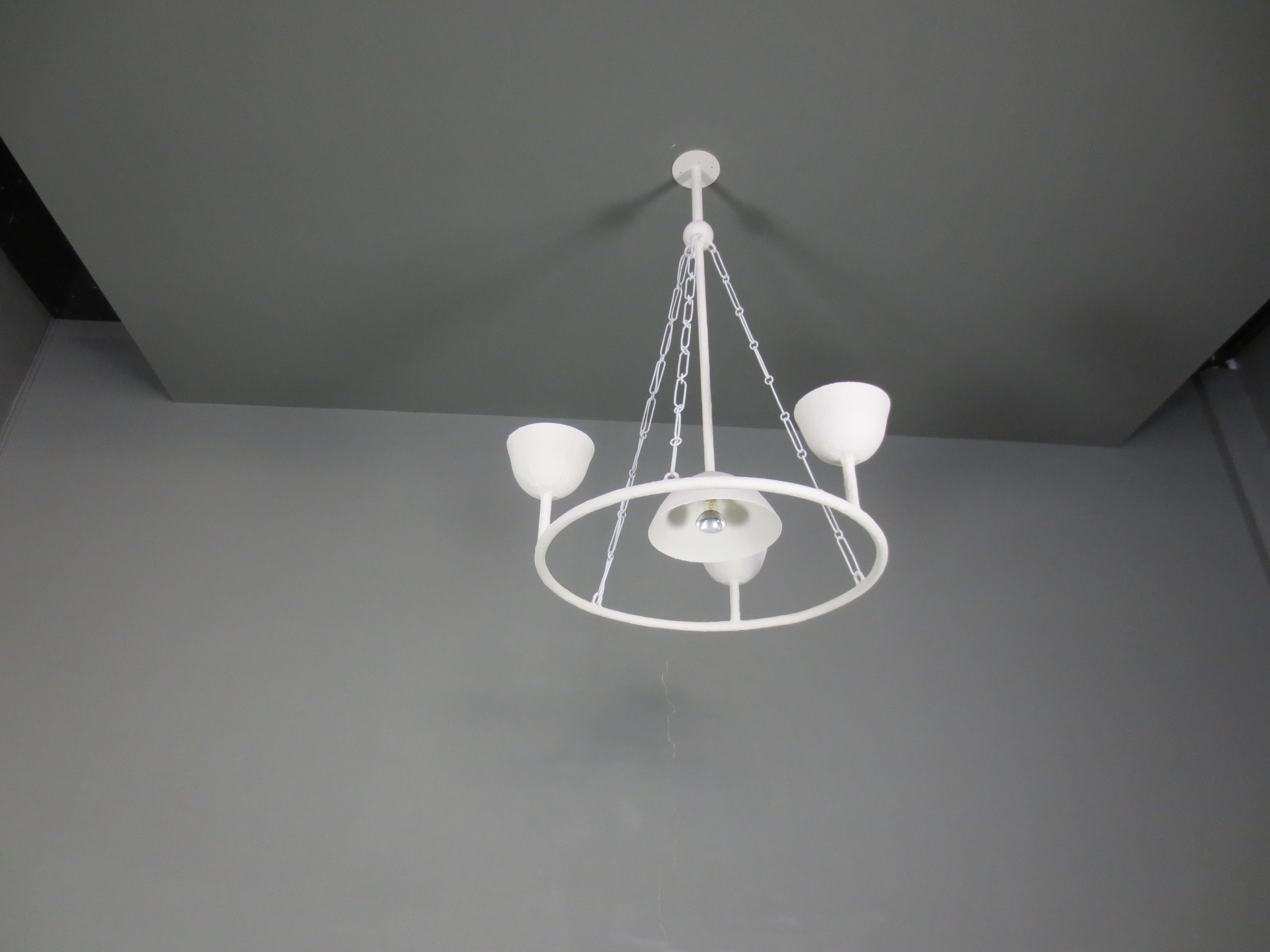 Plaster Circles with 4 Cups Chandelier by Apsara Interior In New Condition For Sale In Sag Harbor, NY