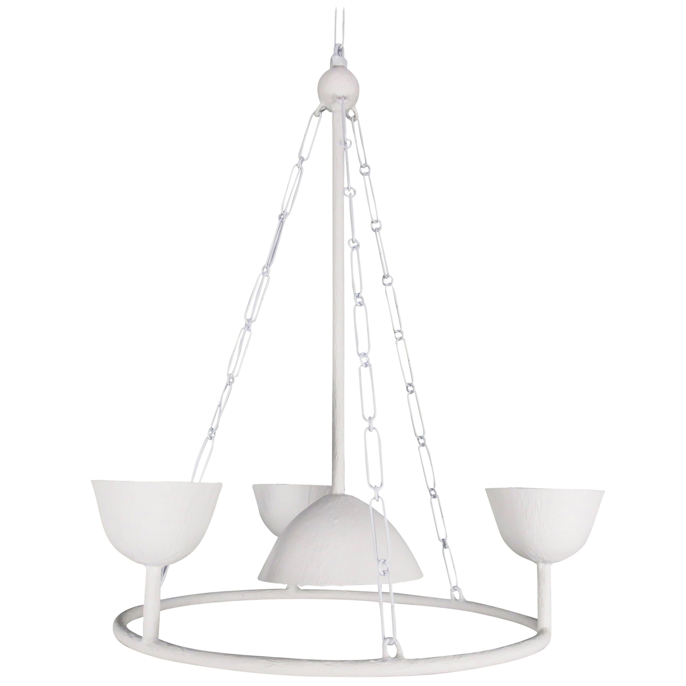 Plaster Circles with 4 Cups Chandelier by Apsara Interior For Sale