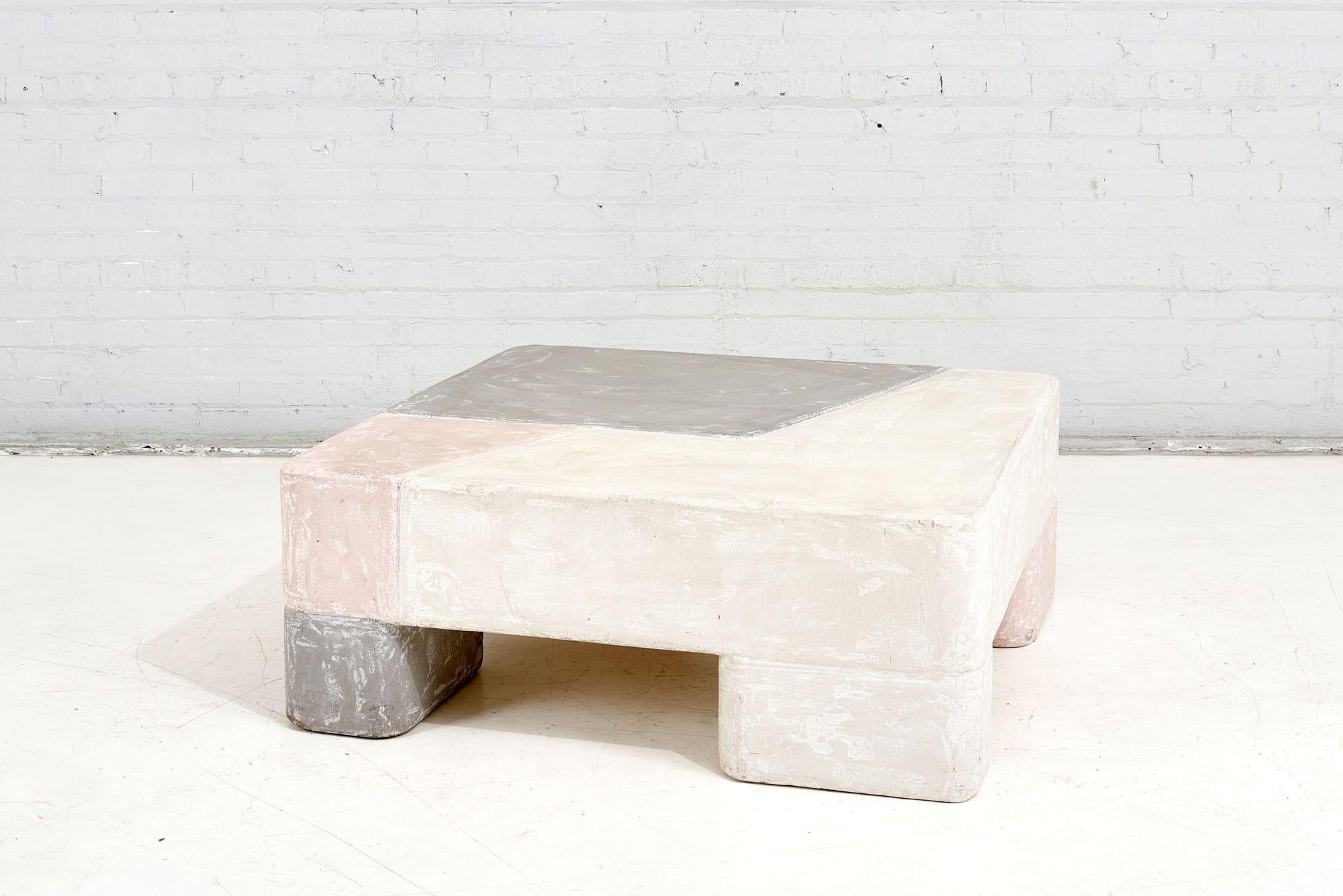 white plaster coffee table