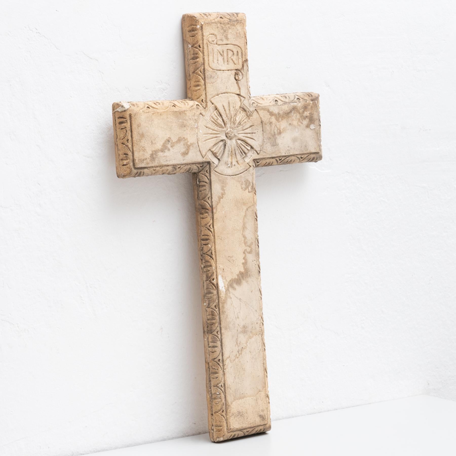 Modern Plaster Cross Traditional Artwork, circa 1950 For Sale
