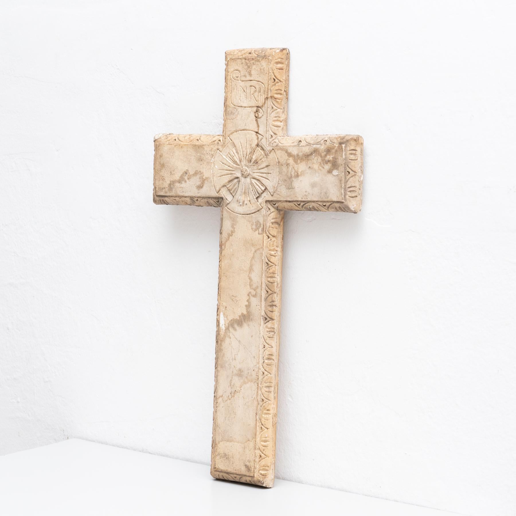 Spanish Plaster Cross Traditional Artwork, circa 1950 For Sale