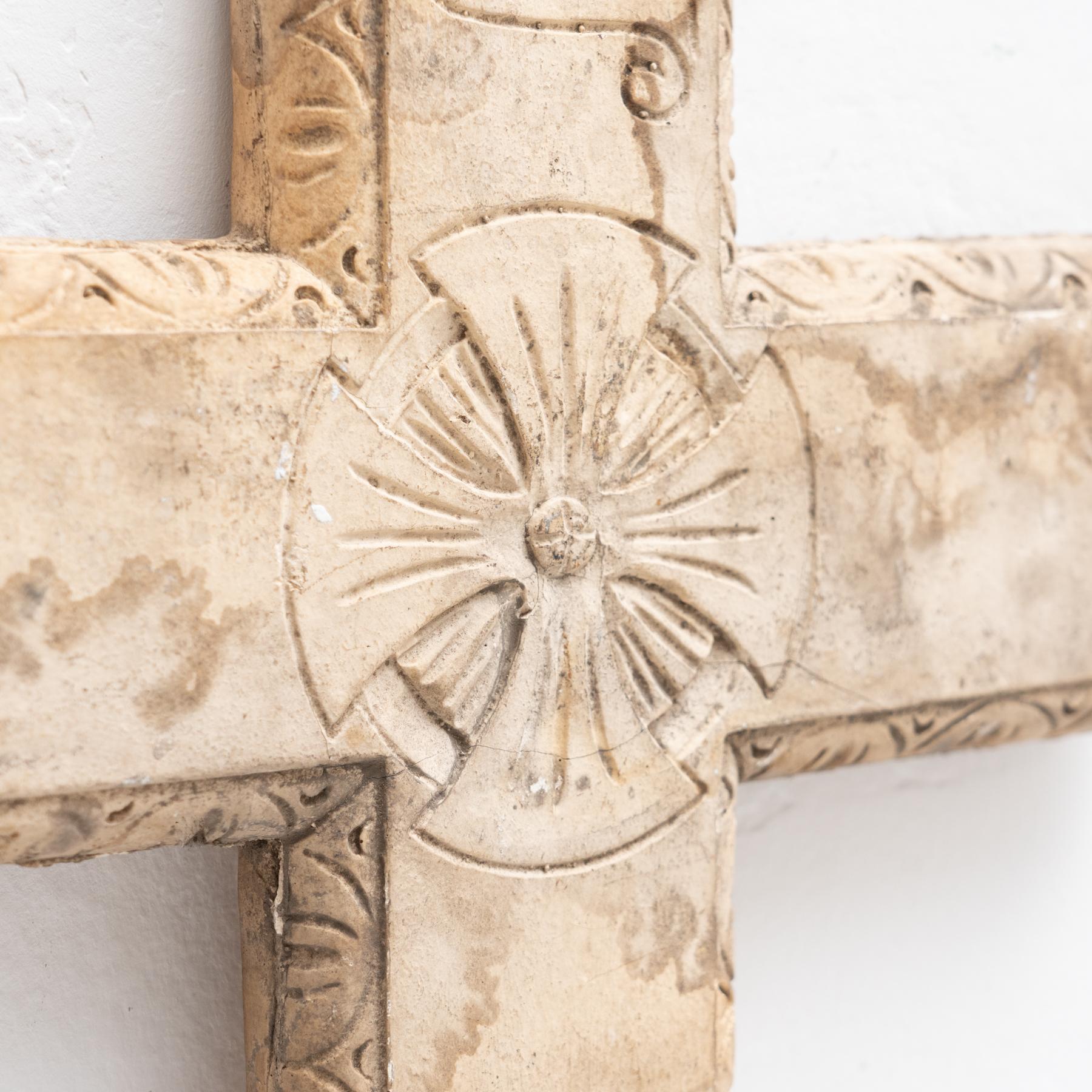 Plaster Cross Traditional Artwork, circa 1950 For Sale 3