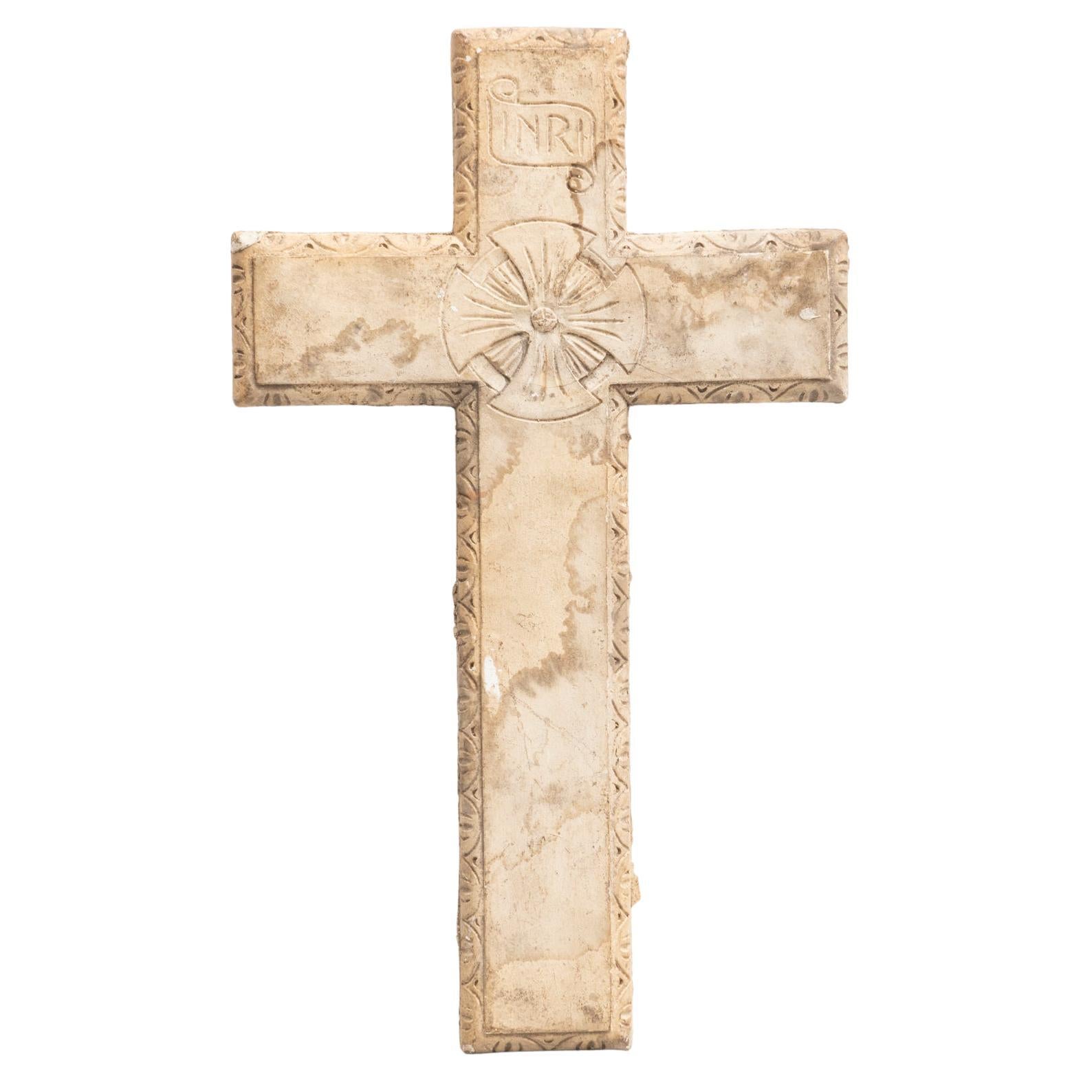 Plaster Cross Traditional Artwork, circa 1950