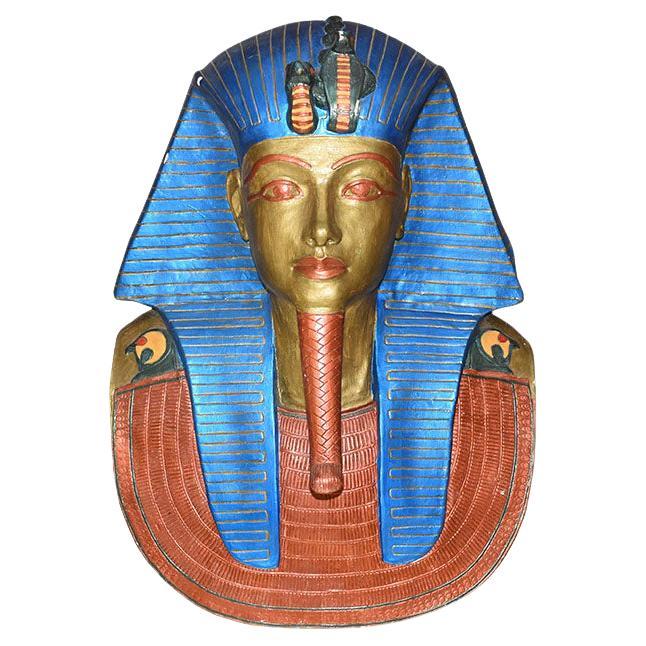 Plaster Egyptian Wall Hanging Bust of King Tut For Sale