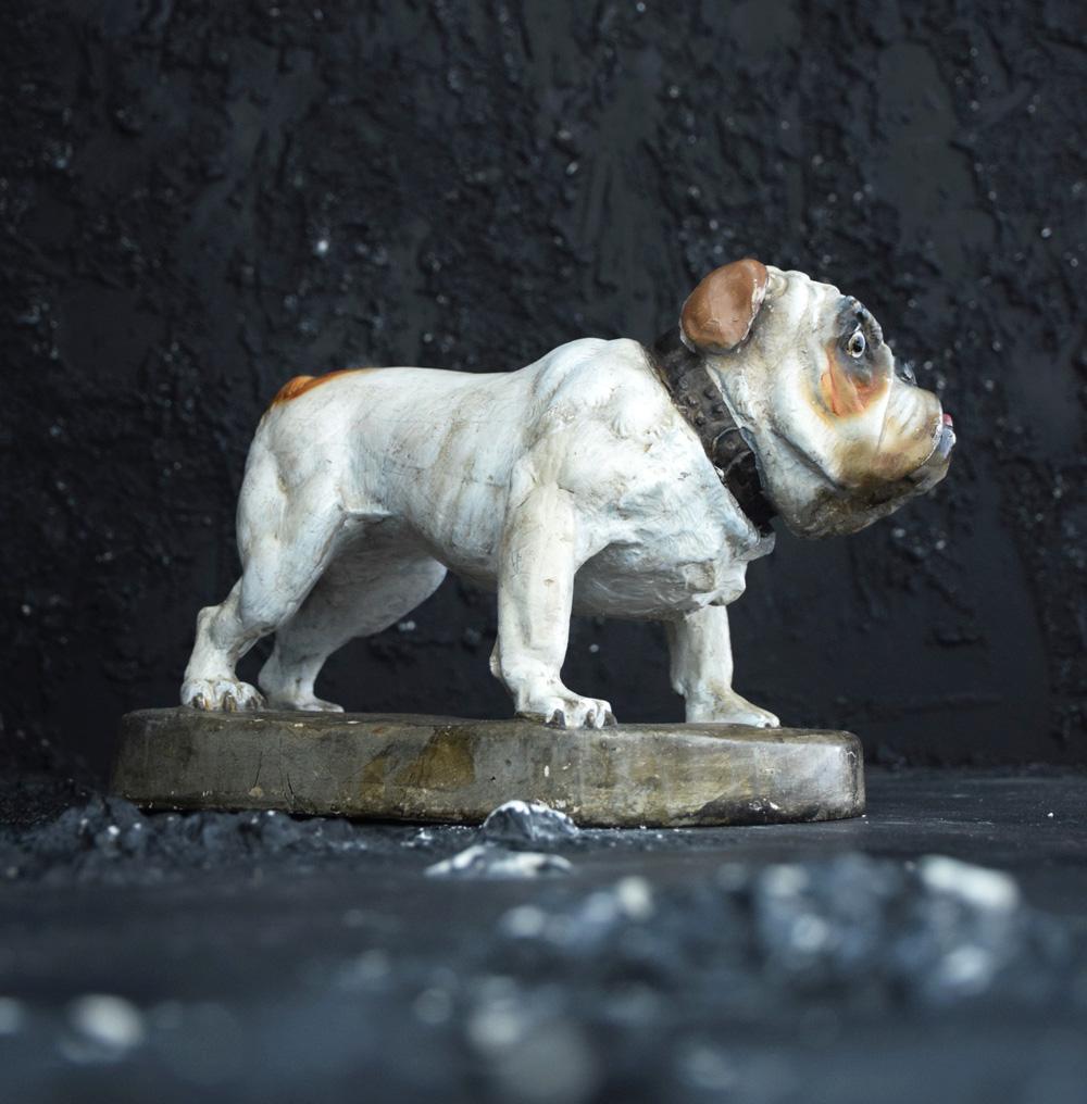 Folk Art Plaster English Bull Dog Statue