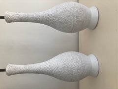 Plaster Faux Wicker Table Lamps in the Style of Serge Roche - a Pair