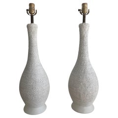 Lampes de table en plâtre et faux osier dans le style de Serge Roche - une paire