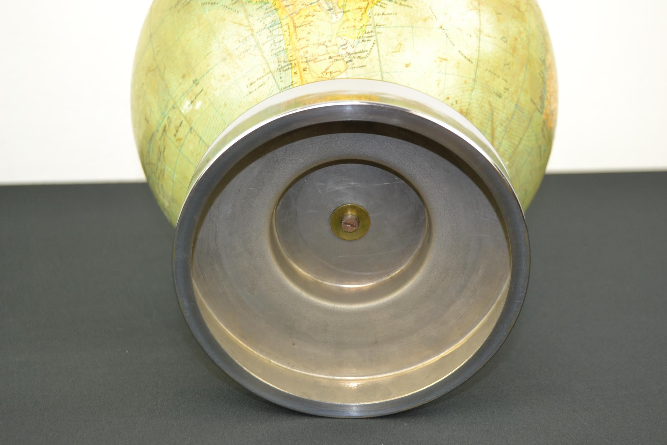 Plaster Globe Metrique on Chrome Base, G.Thomas Paris, E.Bertaux, France 4