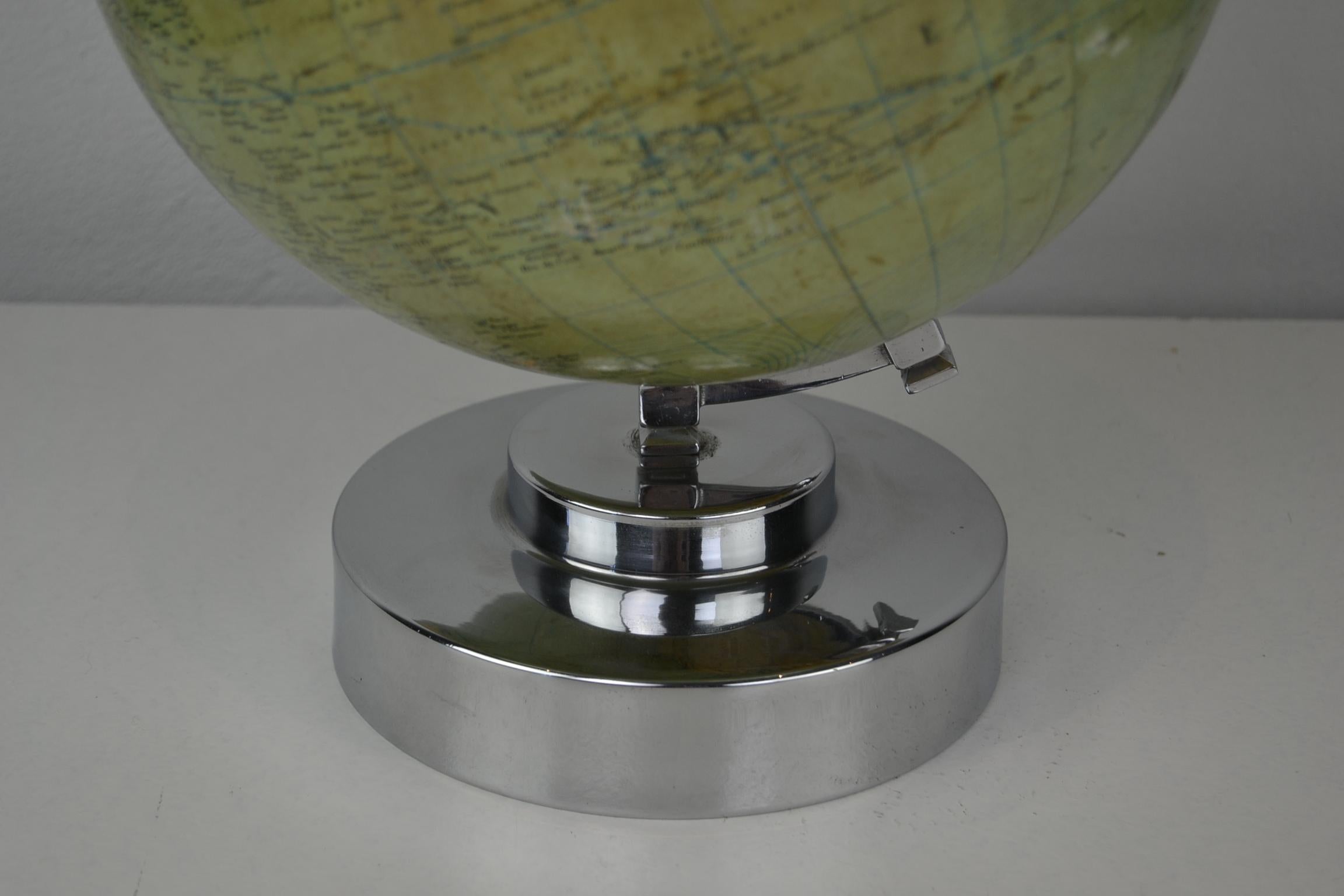 Plaster Globe Metrique on Chrome Base, G.Thomas Paris, E.Bertaux, France 8