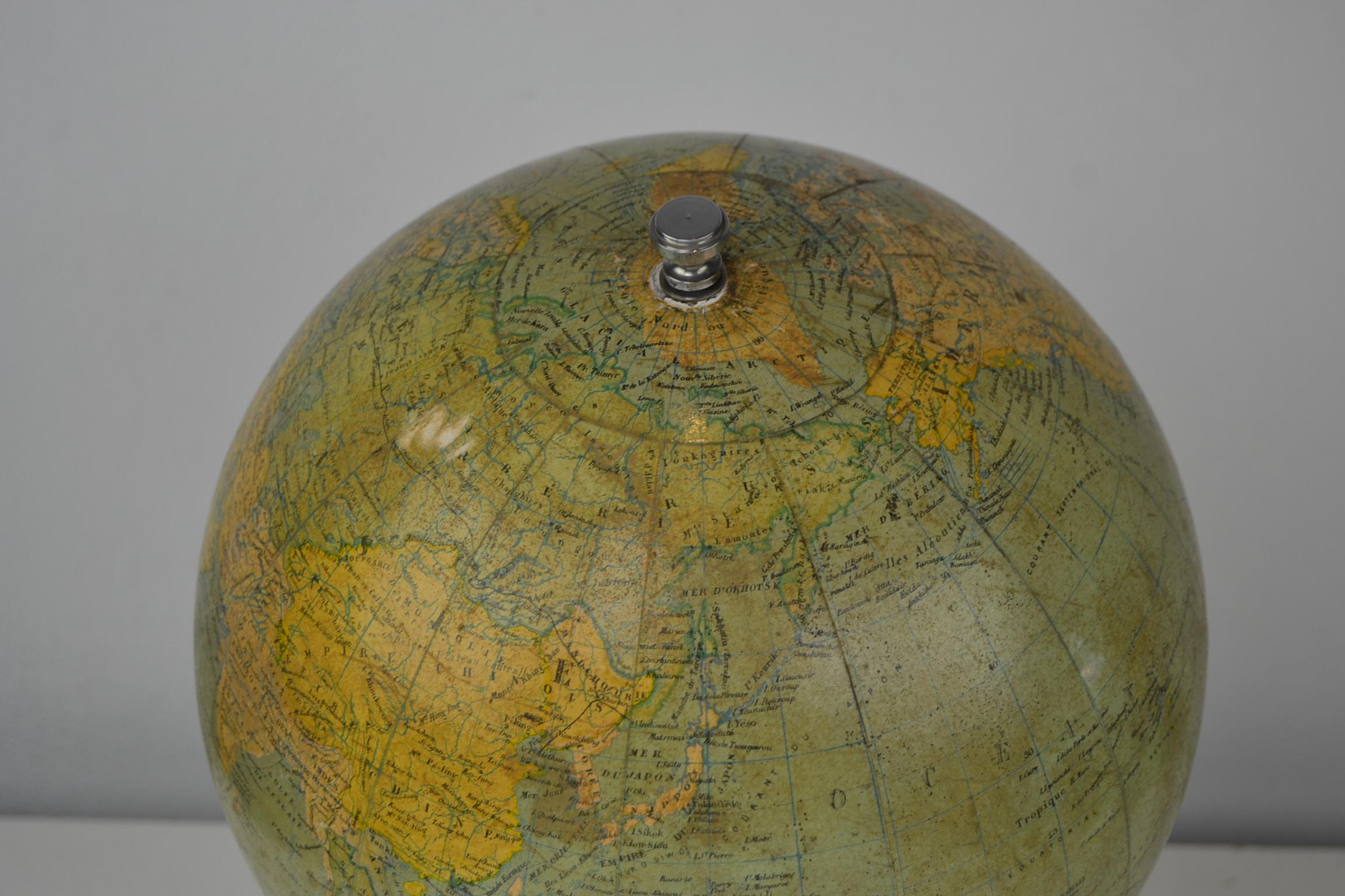 Plaster Globe Metrique on Chrome Base, G.Thomas Paris, E.Bertaux, France 10