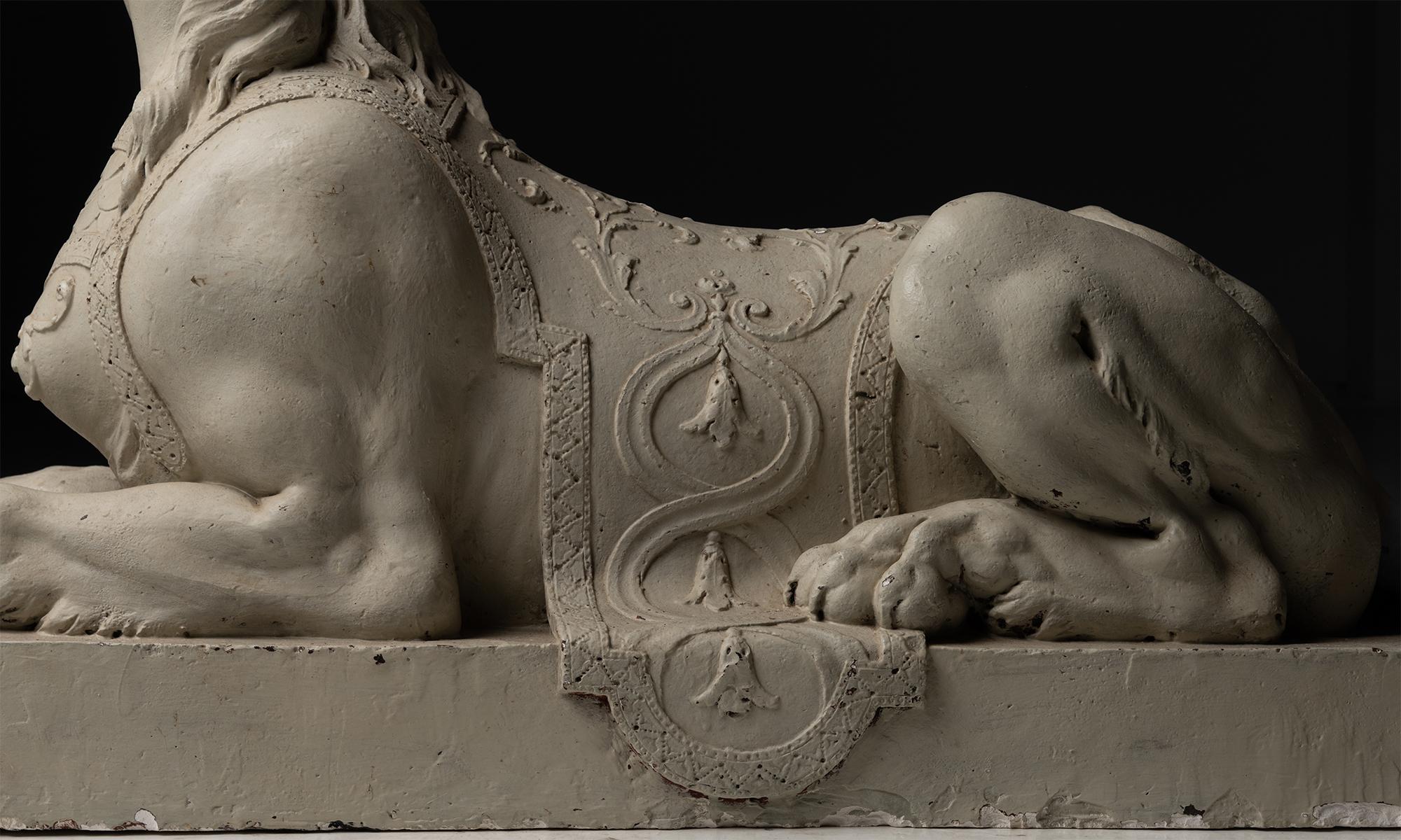 20th Century Plaster Grecian Sphinxes, England circa 1900