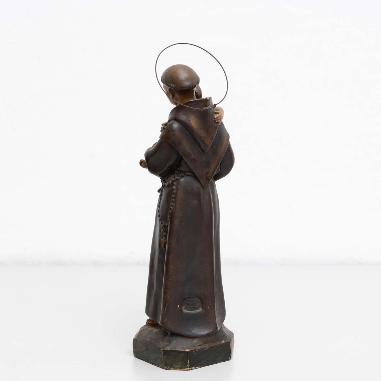 Mid-20th Century Plaster Hand Painted Traditional Figure of a Saint, circa 1930 For Sale