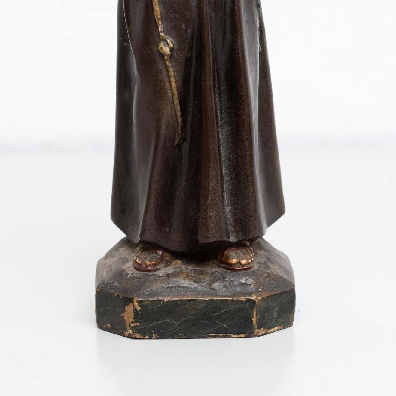 Gips, handbemalte traditionelle Figur eines Heiligen, um 1930 1