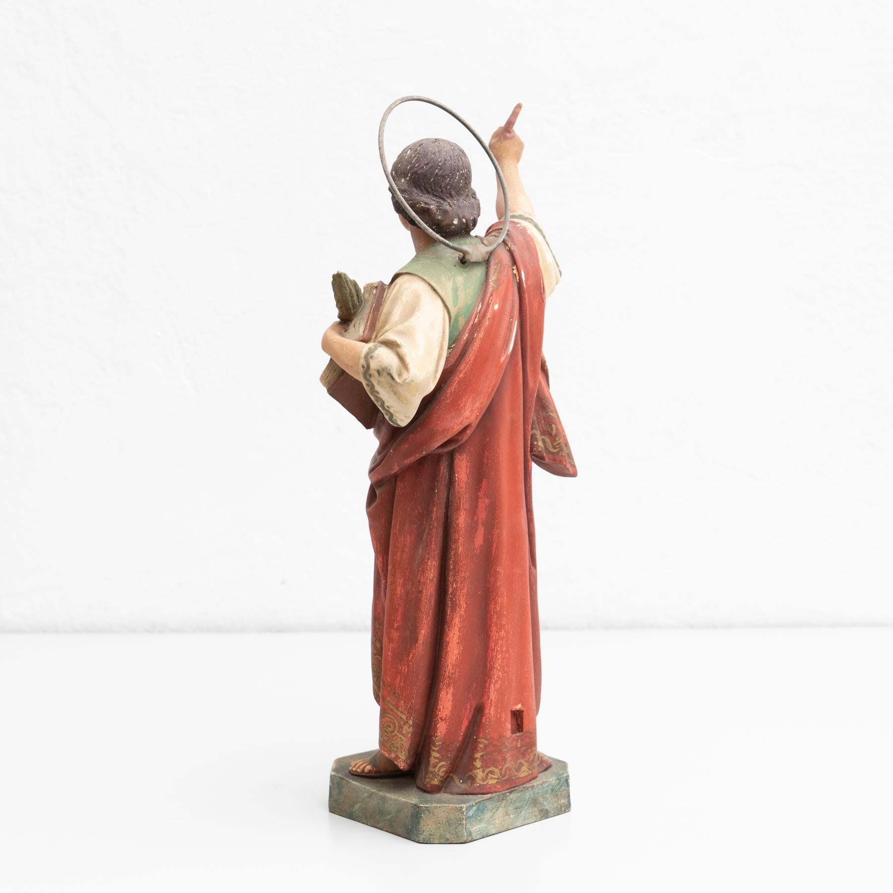 Plaster Hand Painted Traditional Figure of a Saint, circa 1940 2