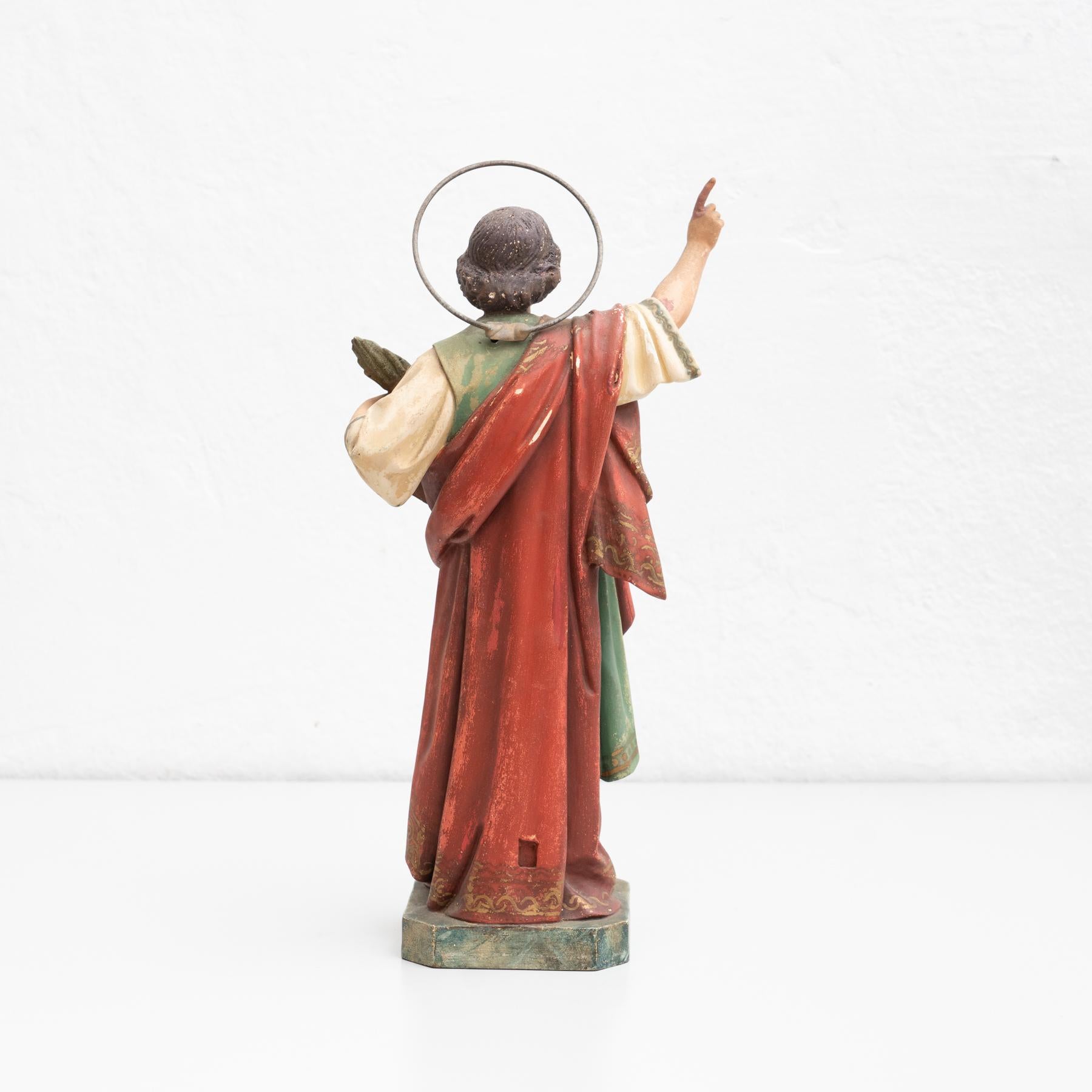Plaster Hand Painted Traditional Figure of a Saint, circa 1940 3