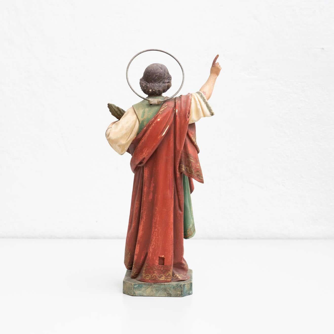 Plaster Hand Painted Traditional Figure of a Saint, circa 1940 For Sale 1