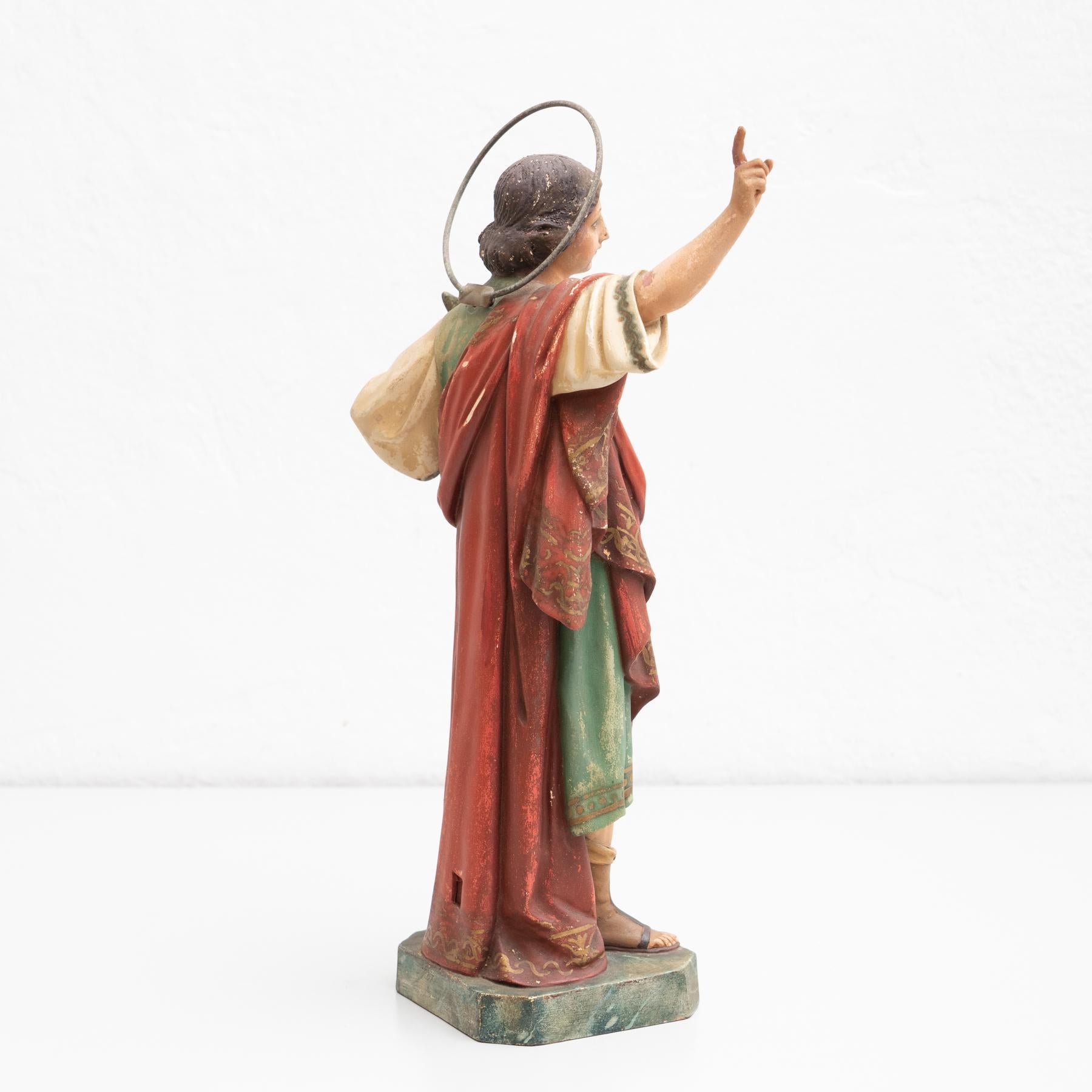 Plaster Hand Painted Traditional Figure of a Saint, circa 1940 5